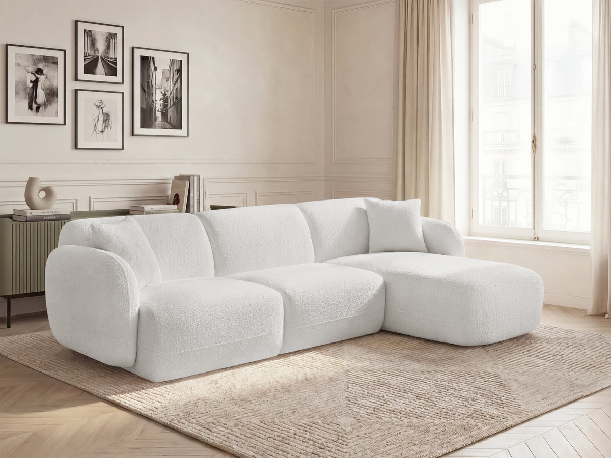 Bobochic Anda Ecksofa 292 × 163 cm Chenille Weiß Ecke rechts