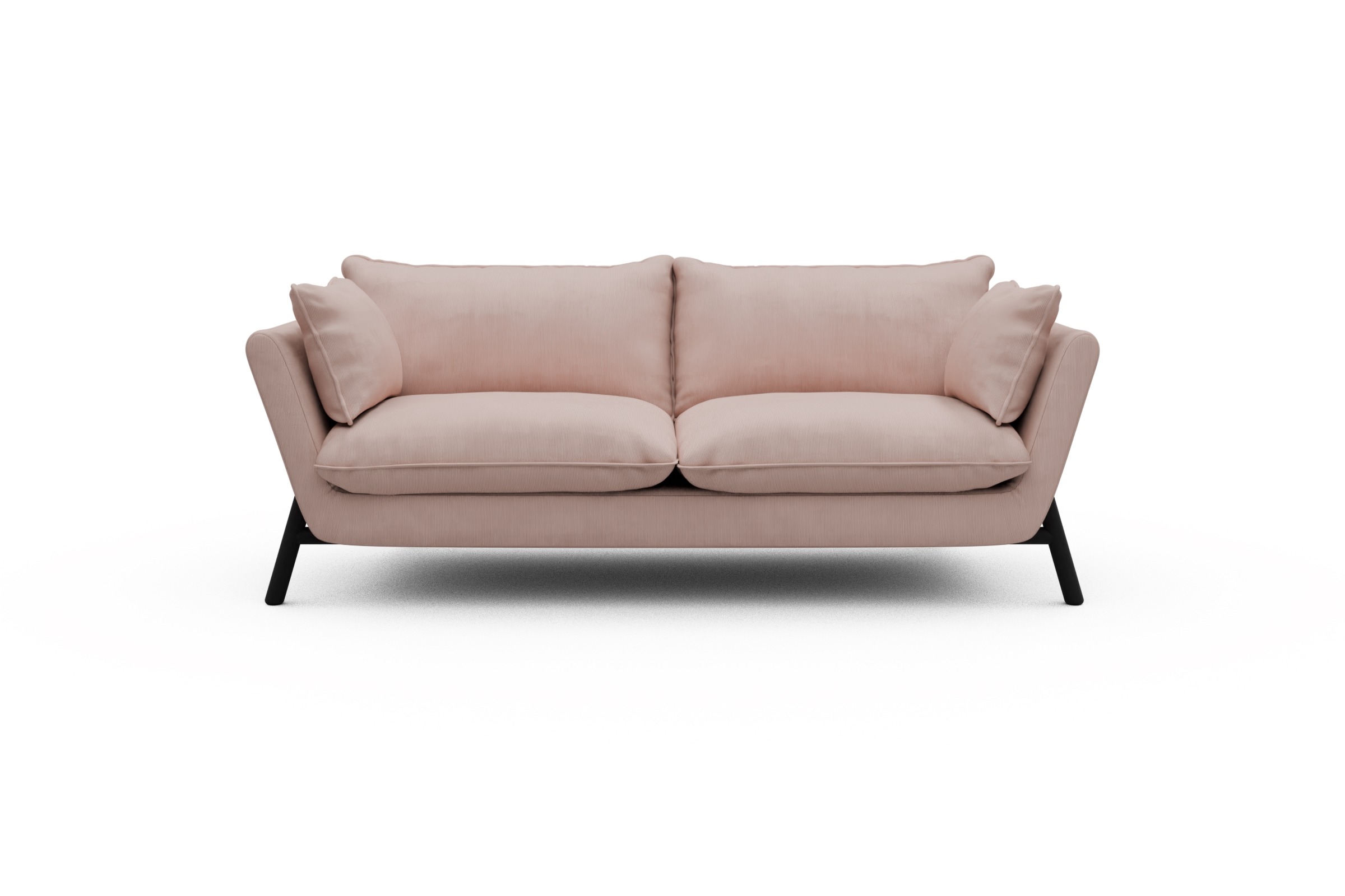 Skandi Home Sofa Emil PREMIUM 2-Sitzer Beinfarbe Eiche Schwarz Cordufine-Blush moebelfaktor