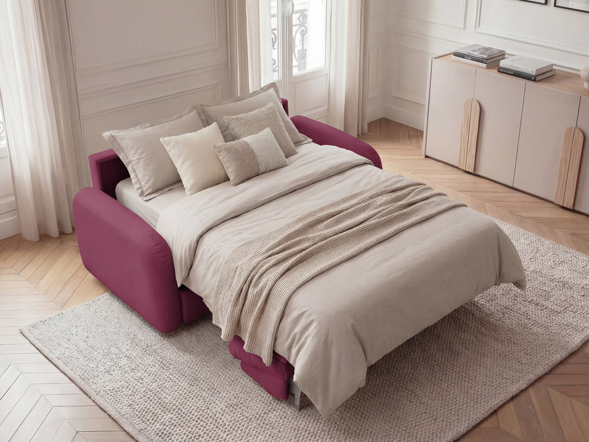 Bobochic Kenan Schlafsofa 3-Sitzer Stoff Rot, Liegefläche 160 × 196 cm