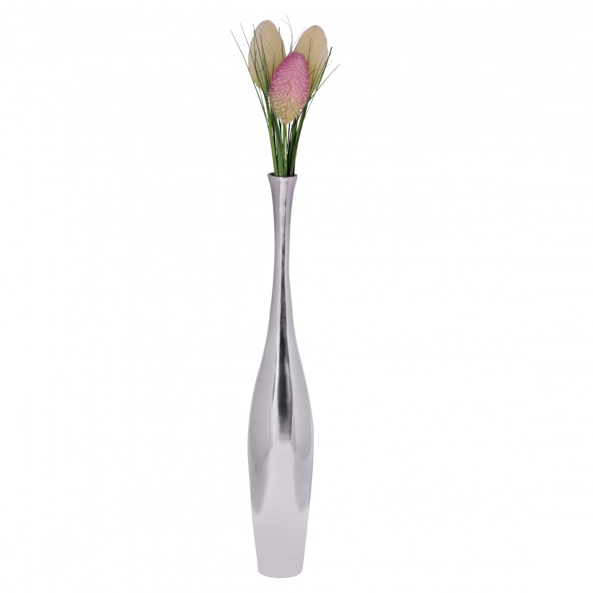 Bodenvase Bakken Aluminium Silber 75 cm