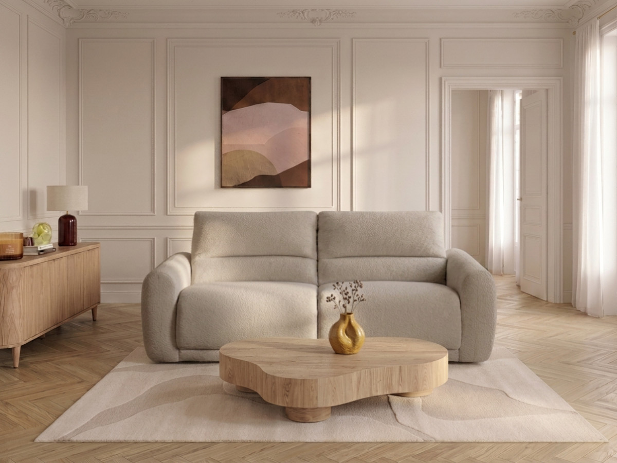 Bobochic Minorque Schlafsofa 2,5-Sitzer Chenille Beige, Liegefläche 140 × 200 cm