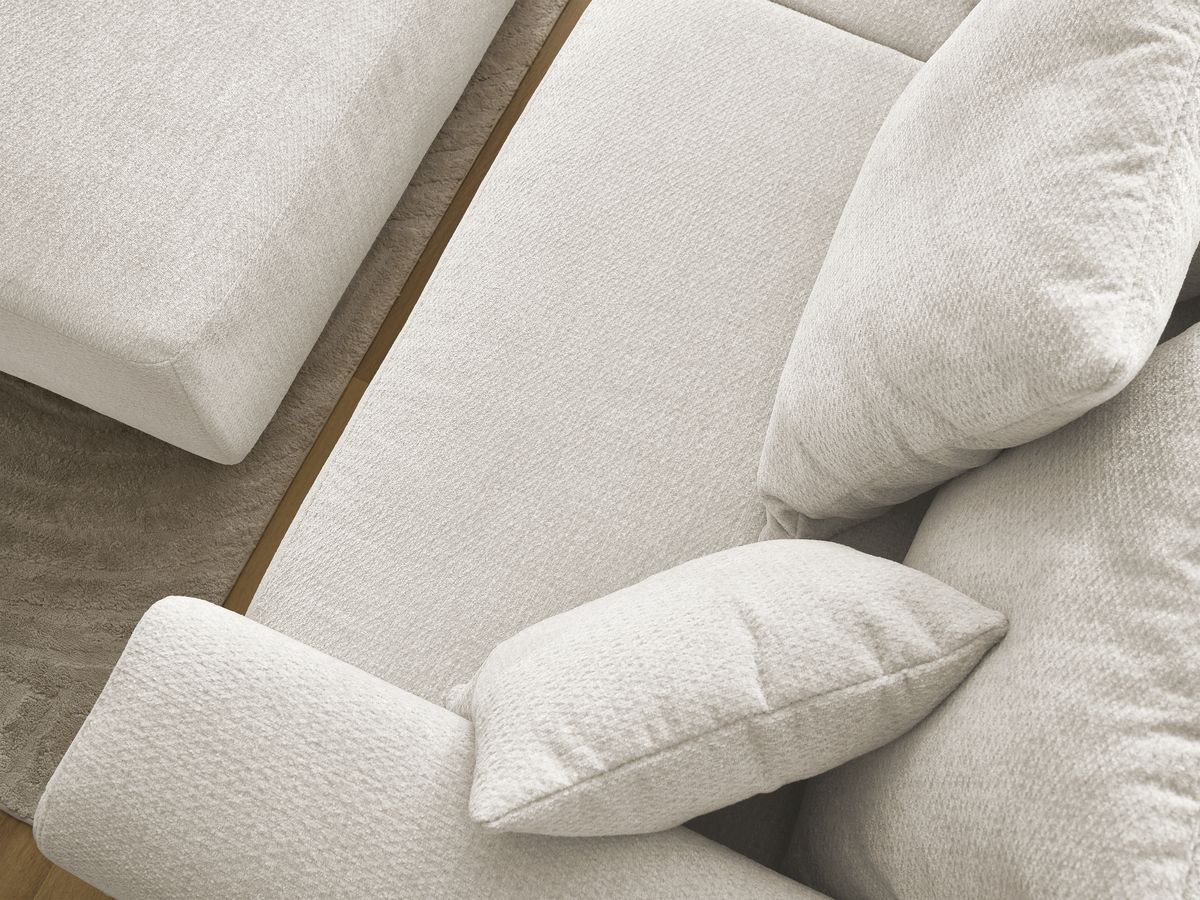 Bobochic Sidonie Sofa 3-Sitzer mit Pouf Melange-Stoff Beige