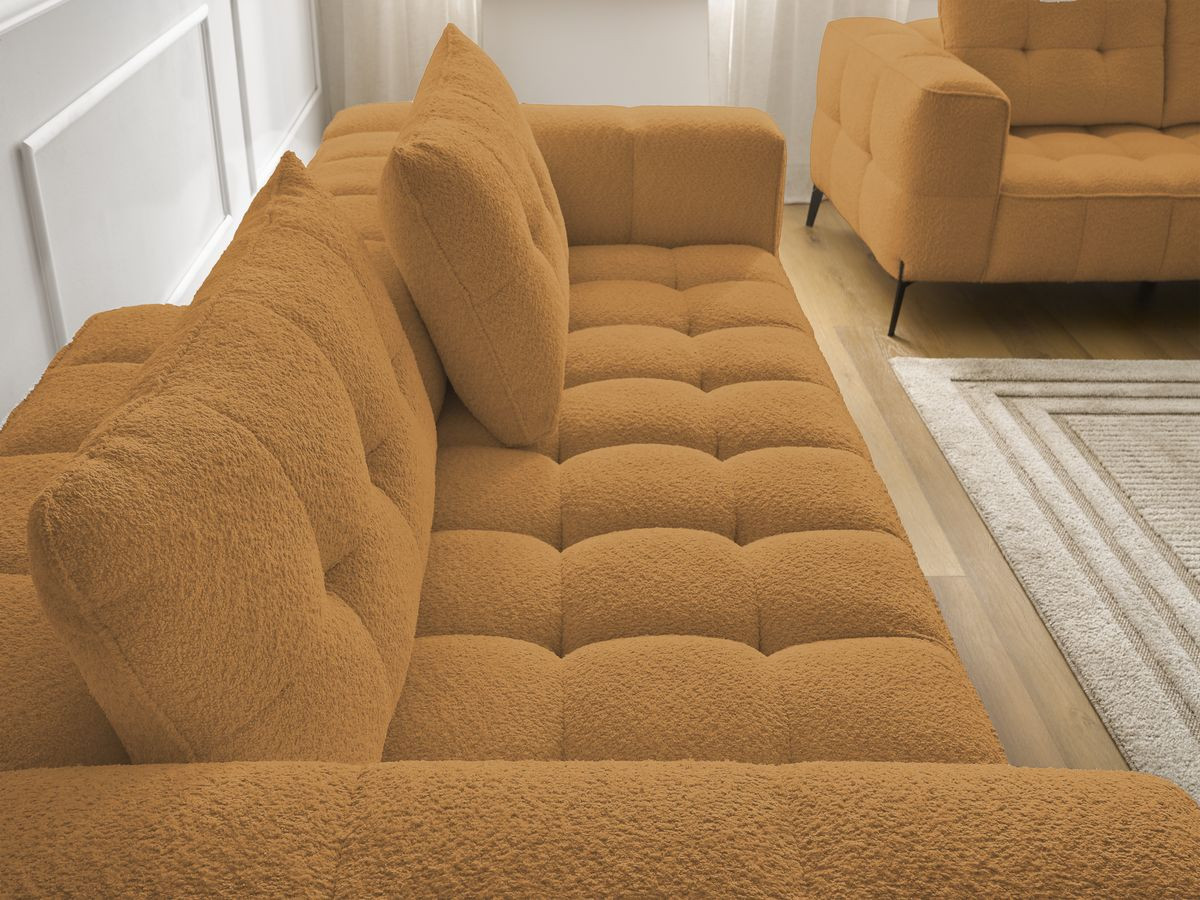 Bobochic Anis Sofa 5-Sitzer mit Pouf Bouclé-Stoff Gelb