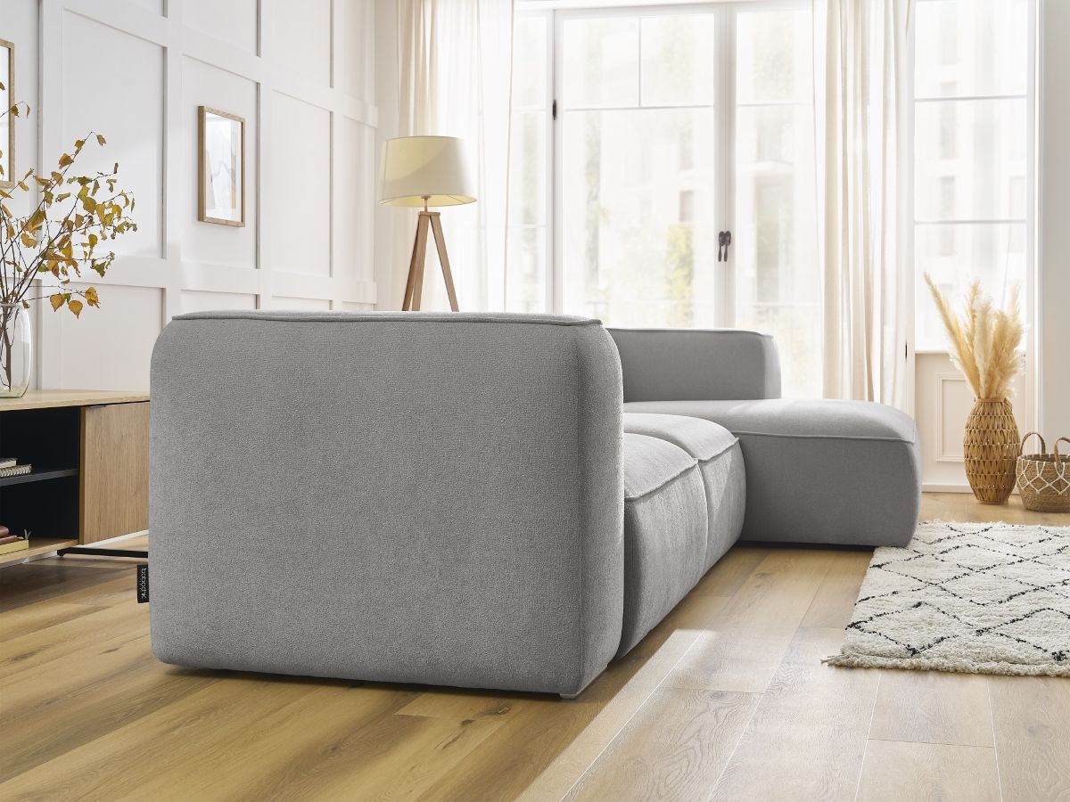 Bobochic Zephyr Ecksofa 349 × 165 cm Strukturstoff Hellgrau Ecke rechts