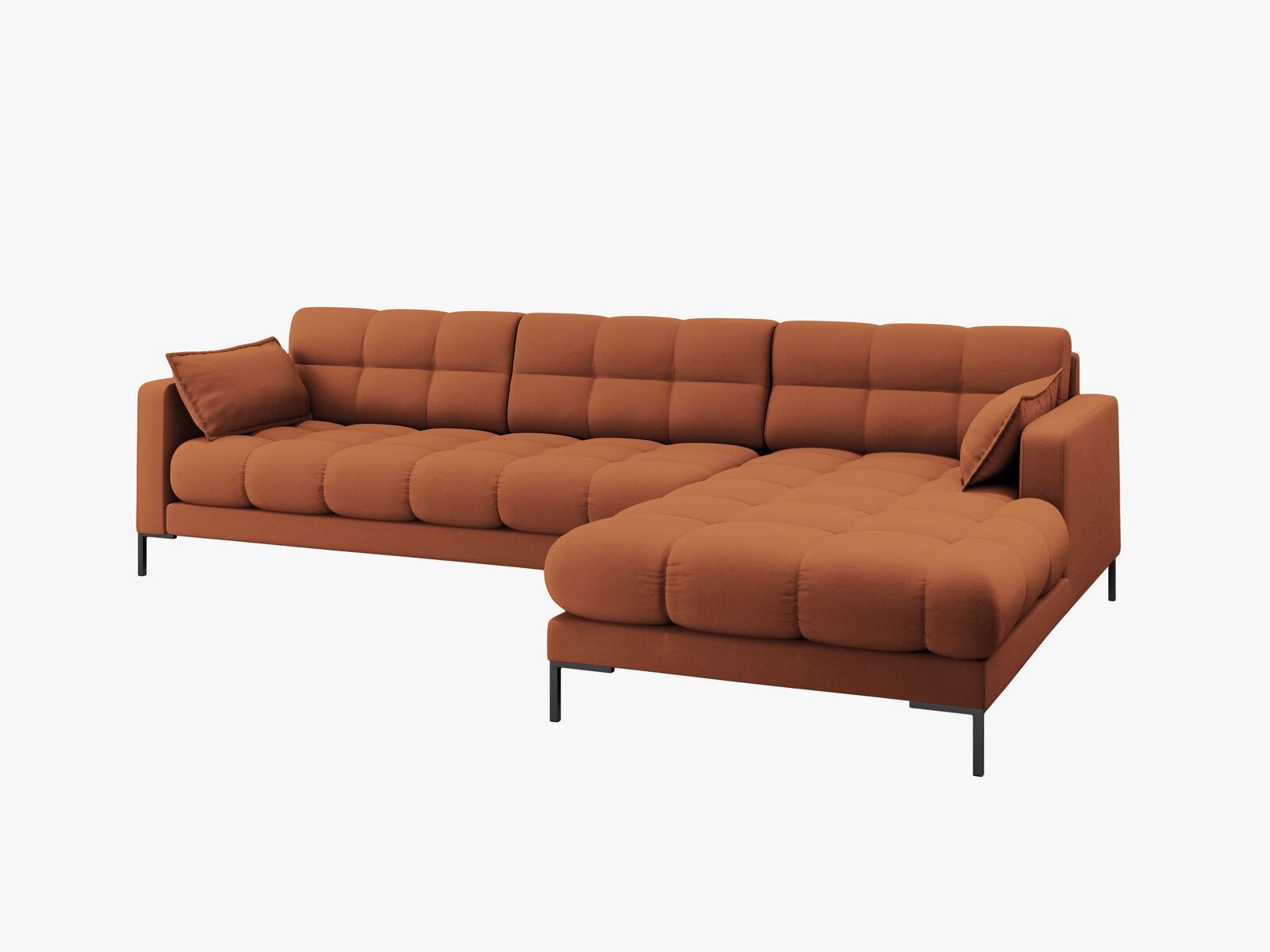 Micadoni Ecksofa Mamaia 5-Sitzer Rechts Strukturierter Stoff Neve Ziegel schwarze Beine