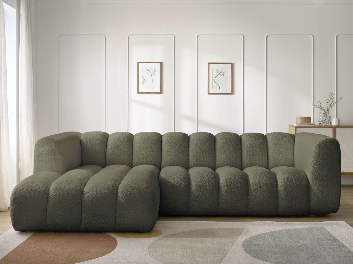 Bobochic Talia Ecksofa Bouclé-Stoff Grün Ecke links