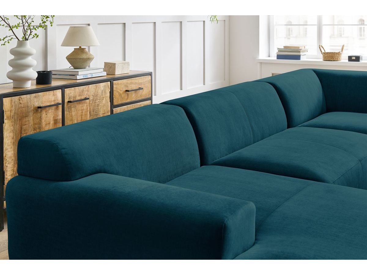 Bobochic Lavena Wohnlandschaft 359 × 220 cm Samt Dunkelblau Ecke links