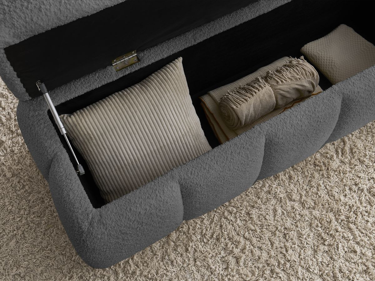 Bobochic Denali Bettbank 146 × 56 cm Bouclé-Stoff Dunkelgrau