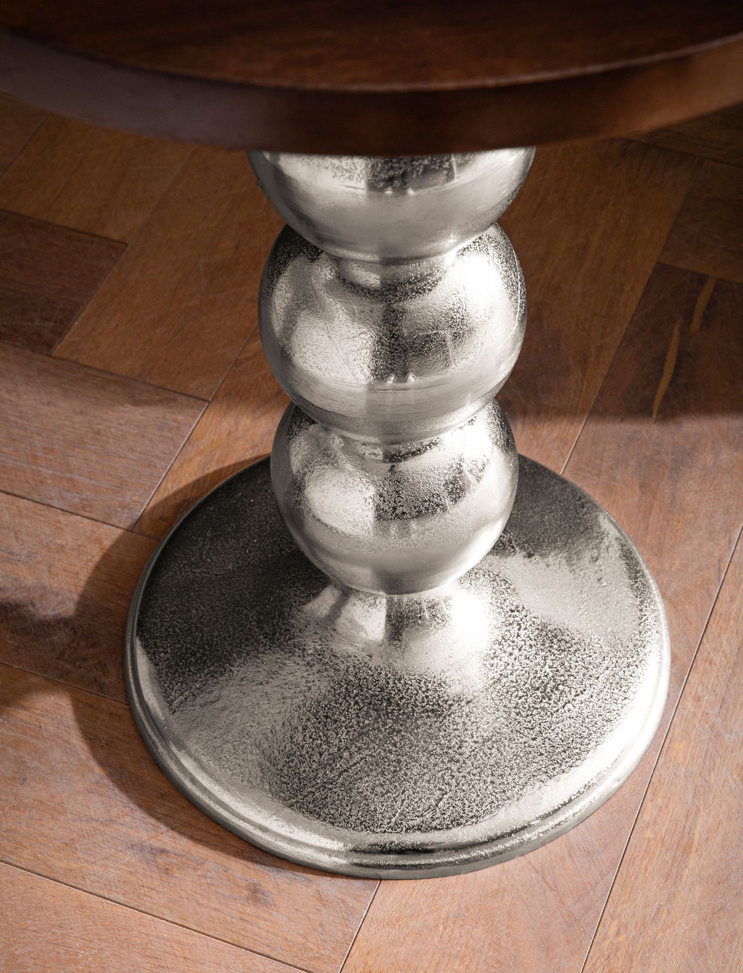 Beistelltisch Ulvik Mango Massivholz Silber Ø 50 × H 61,5 cm