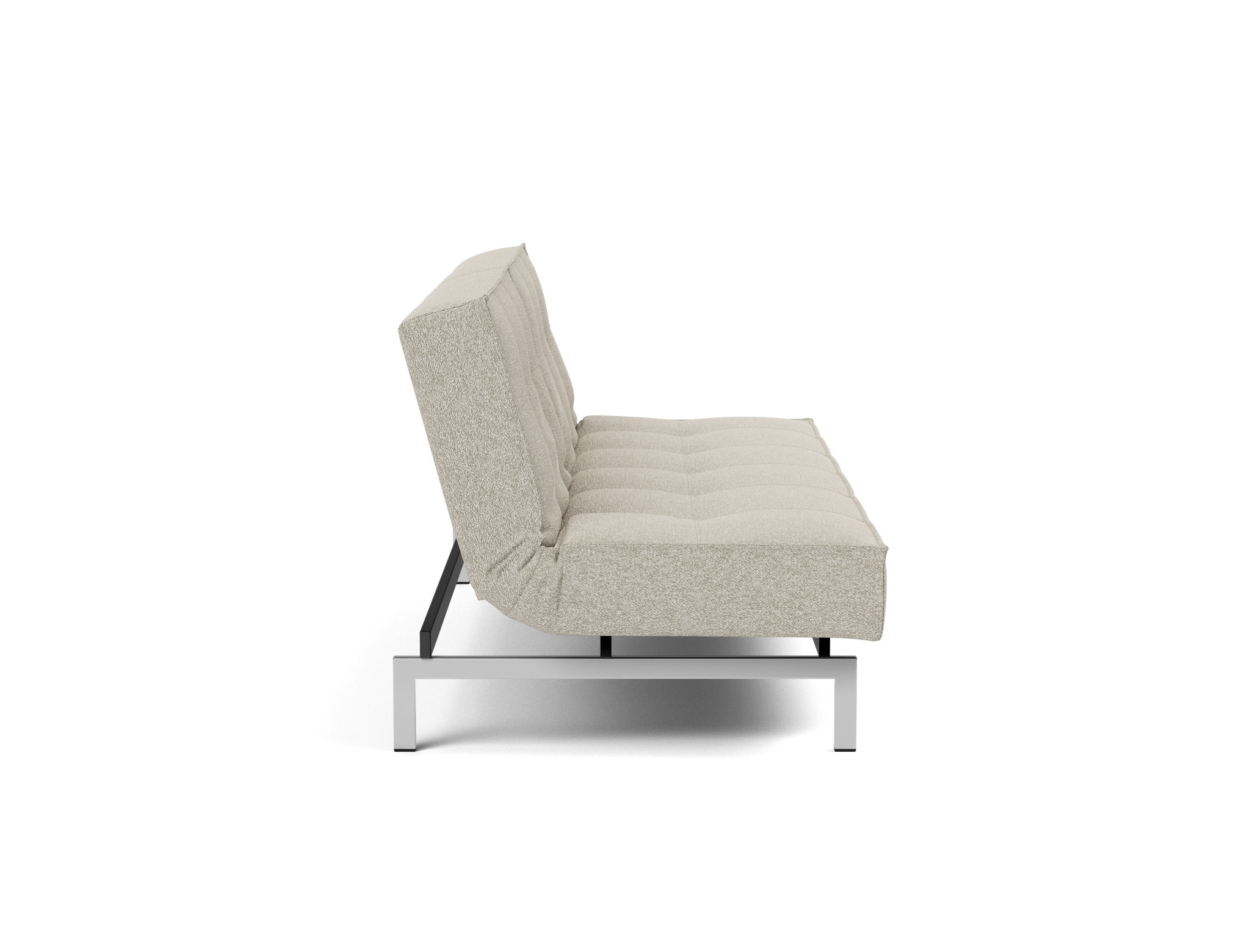 Schlafsofa Splitback Boucle Skandi 539-Beige Beine Chrom