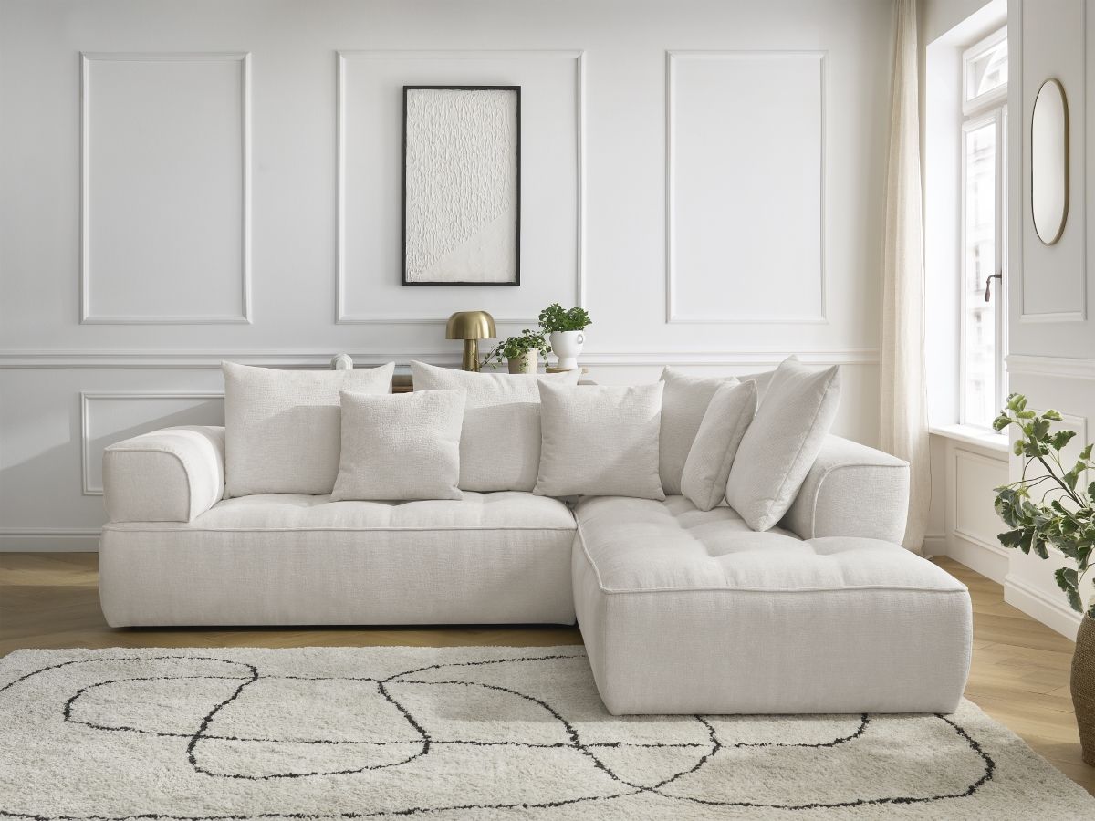 Bobochic Whesley Ecksofa Stoff Beige Ecke rechts