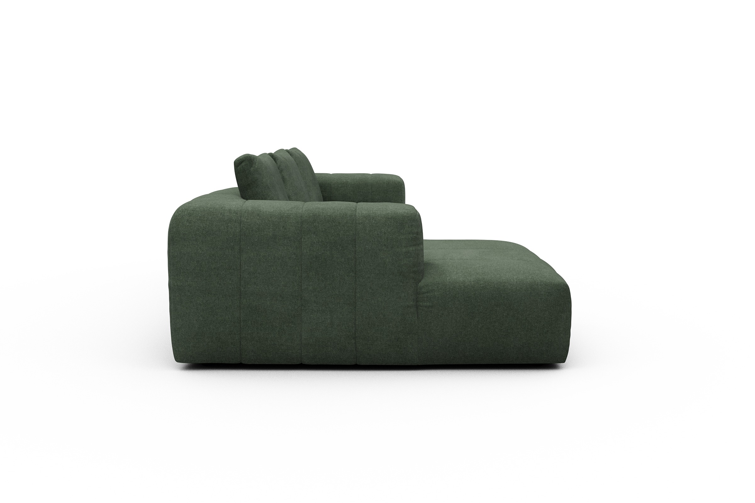 Ecksofa Hugo 2,5-Sitzer Armlehne rechts mit Chaiselongue Casone-Forest-Green