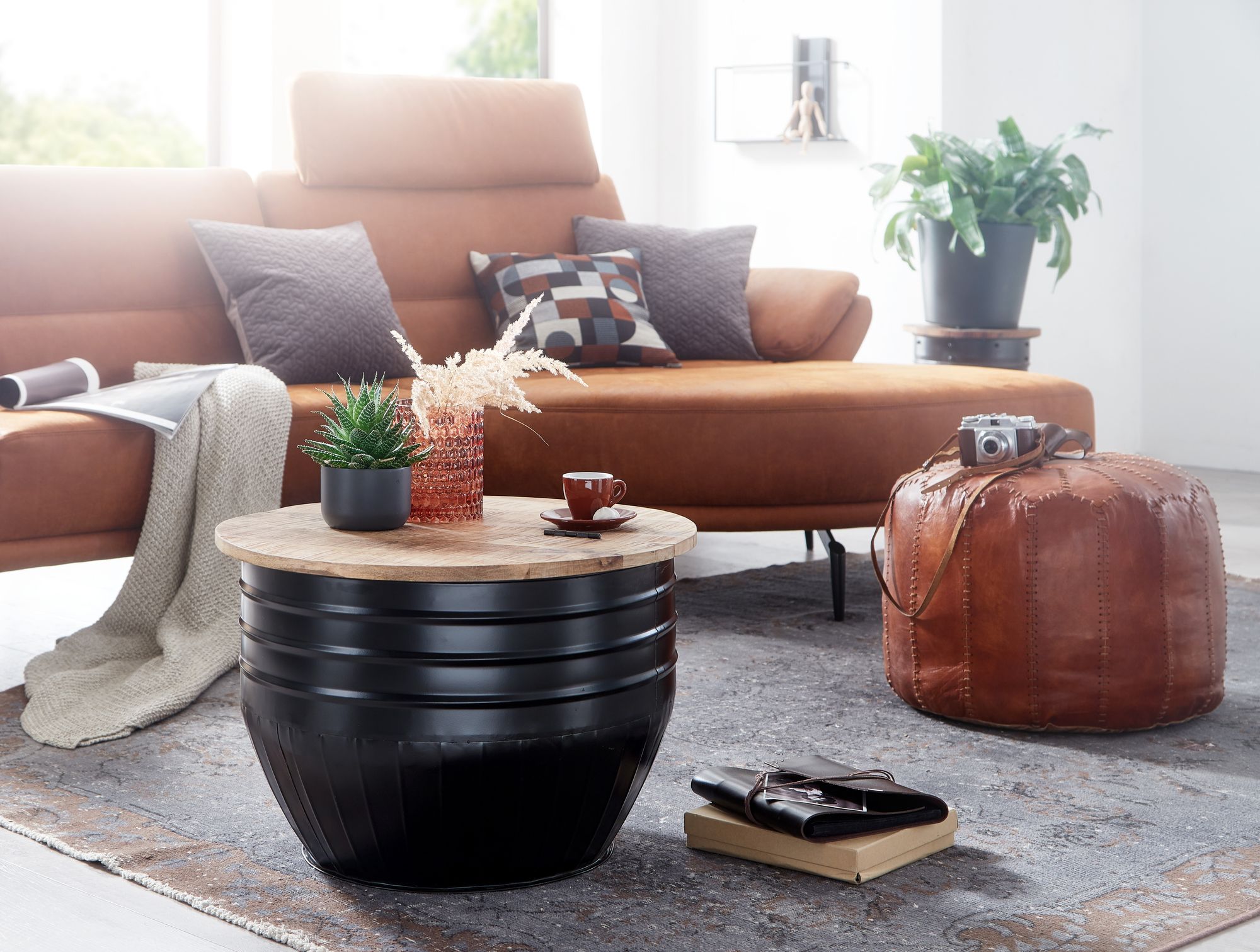 Couchtisch Gaupne Mango Massivholz Schwarz Höhe 41 cm