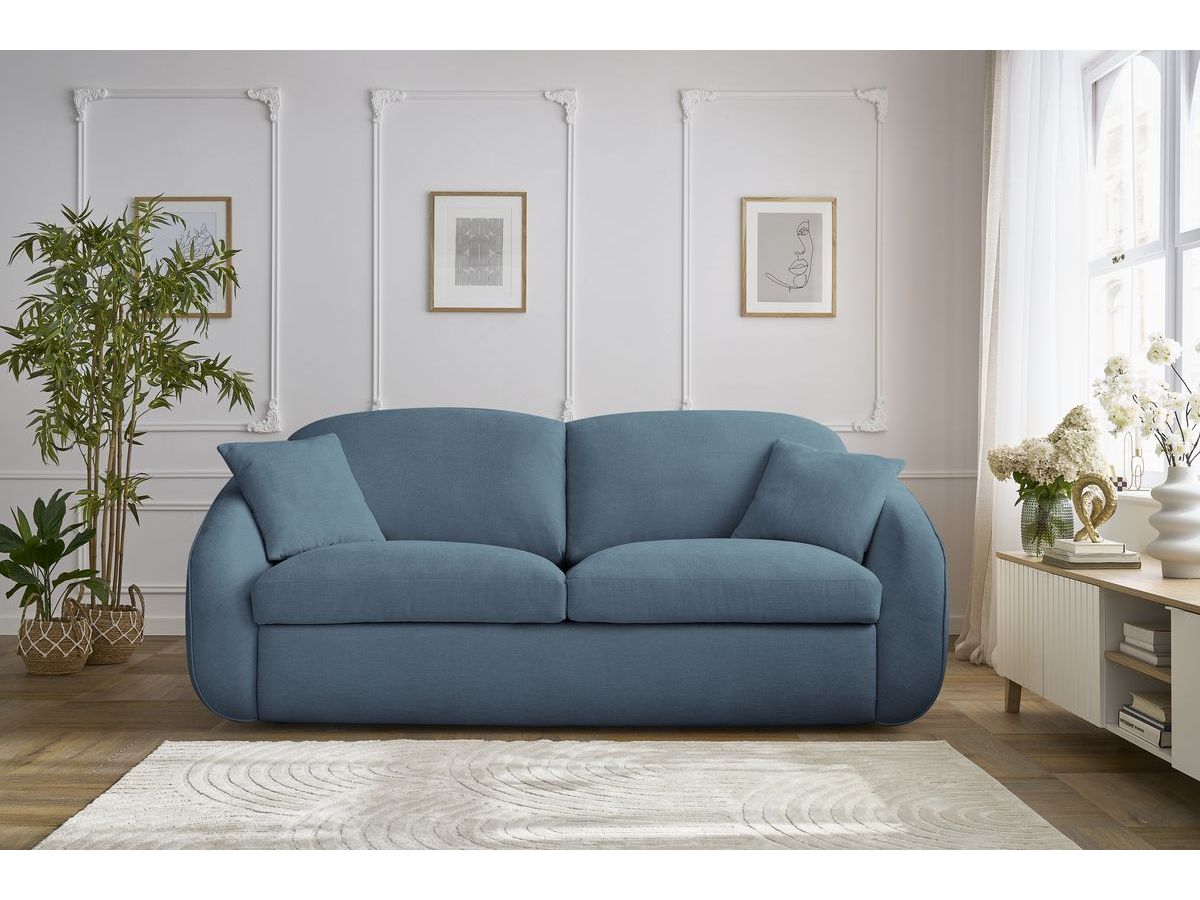 Bobochic Cezanne Schlafsofa 3-Sitzer Stoff Hellblau, Liegefläche 140 × 194 cm