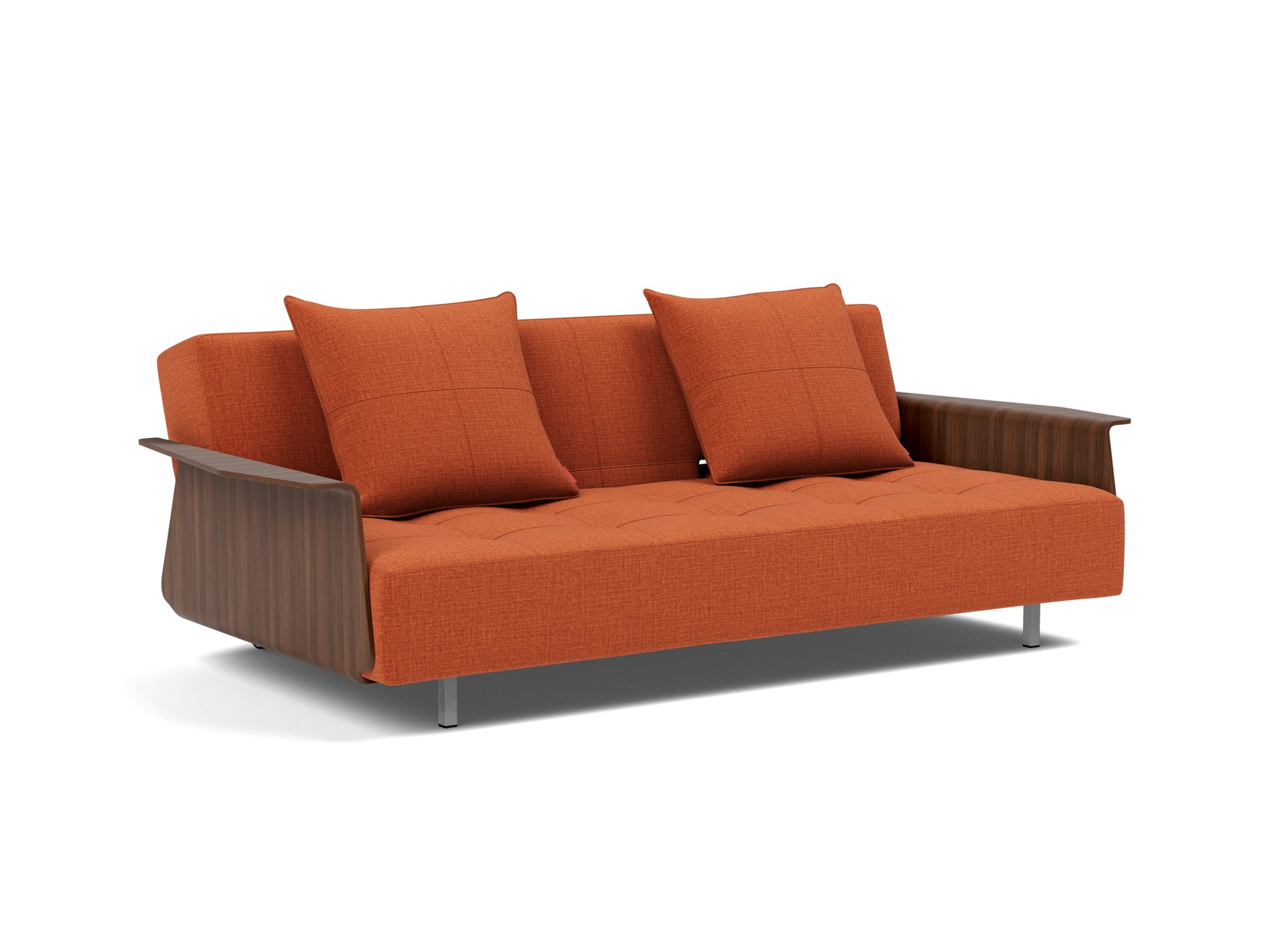 Schlafsofa Long Horn D.E.L. mit Armlehnen Chenille Esina 412-Rust-Orange