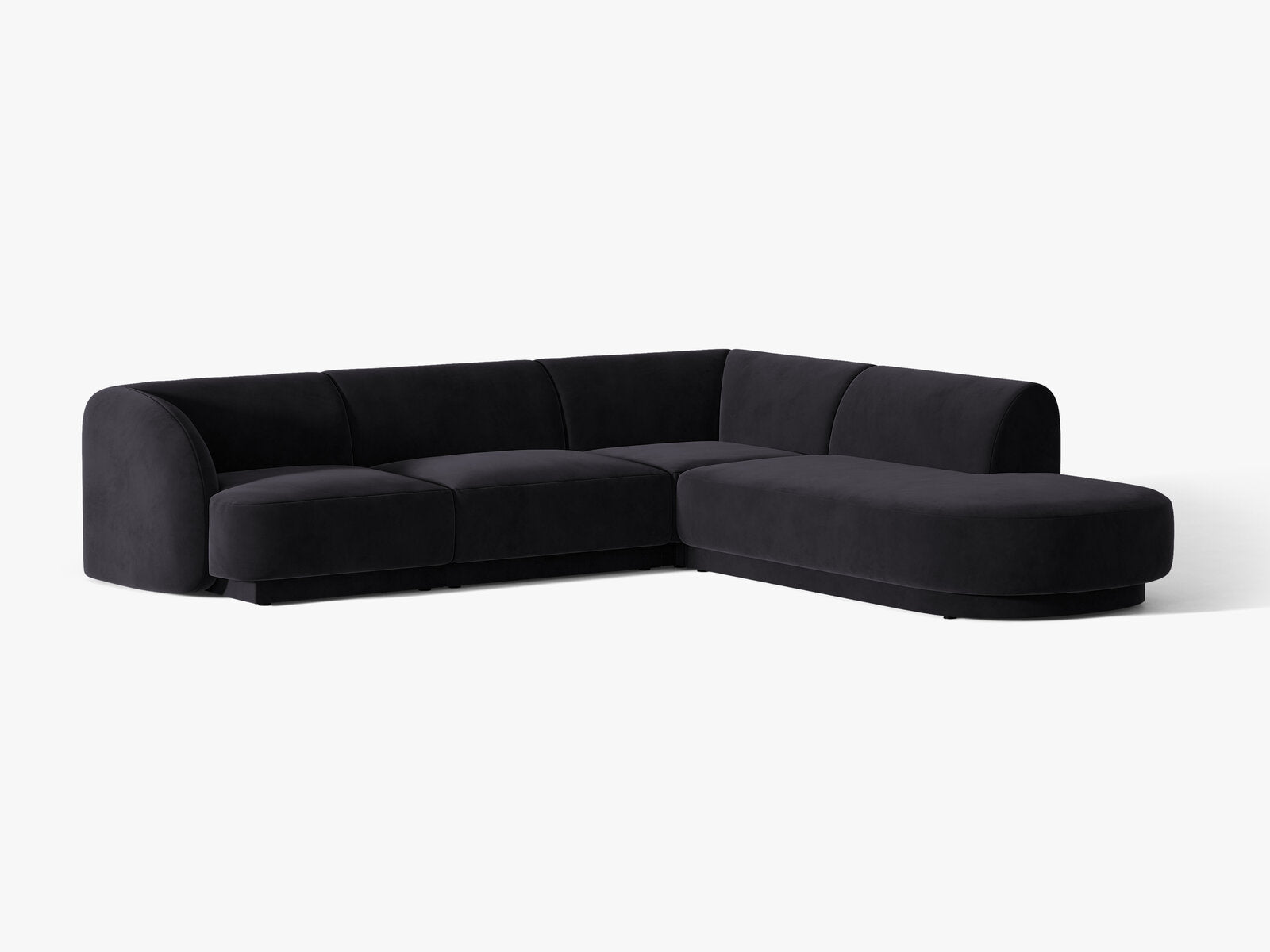 Micadoni Ecksofa Miley 6-Sitzer Samt Venus Schwarz Rechts