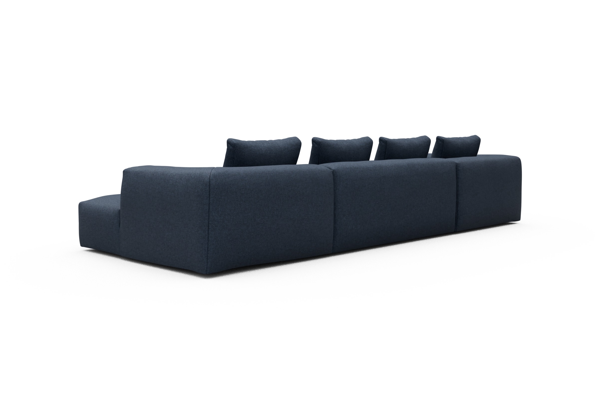 Wohnlandschaft Fred Relax-Ecke links mit 2-Sitzer und Chaiselongue rechts Strukturierter Stoff Sama 339-Deep-Blue