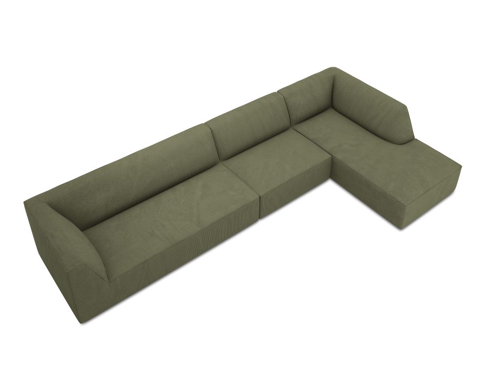 Cosmopolitan Design Ecksofa Siena 5-Sitzer Kord Scala Grün Rechts