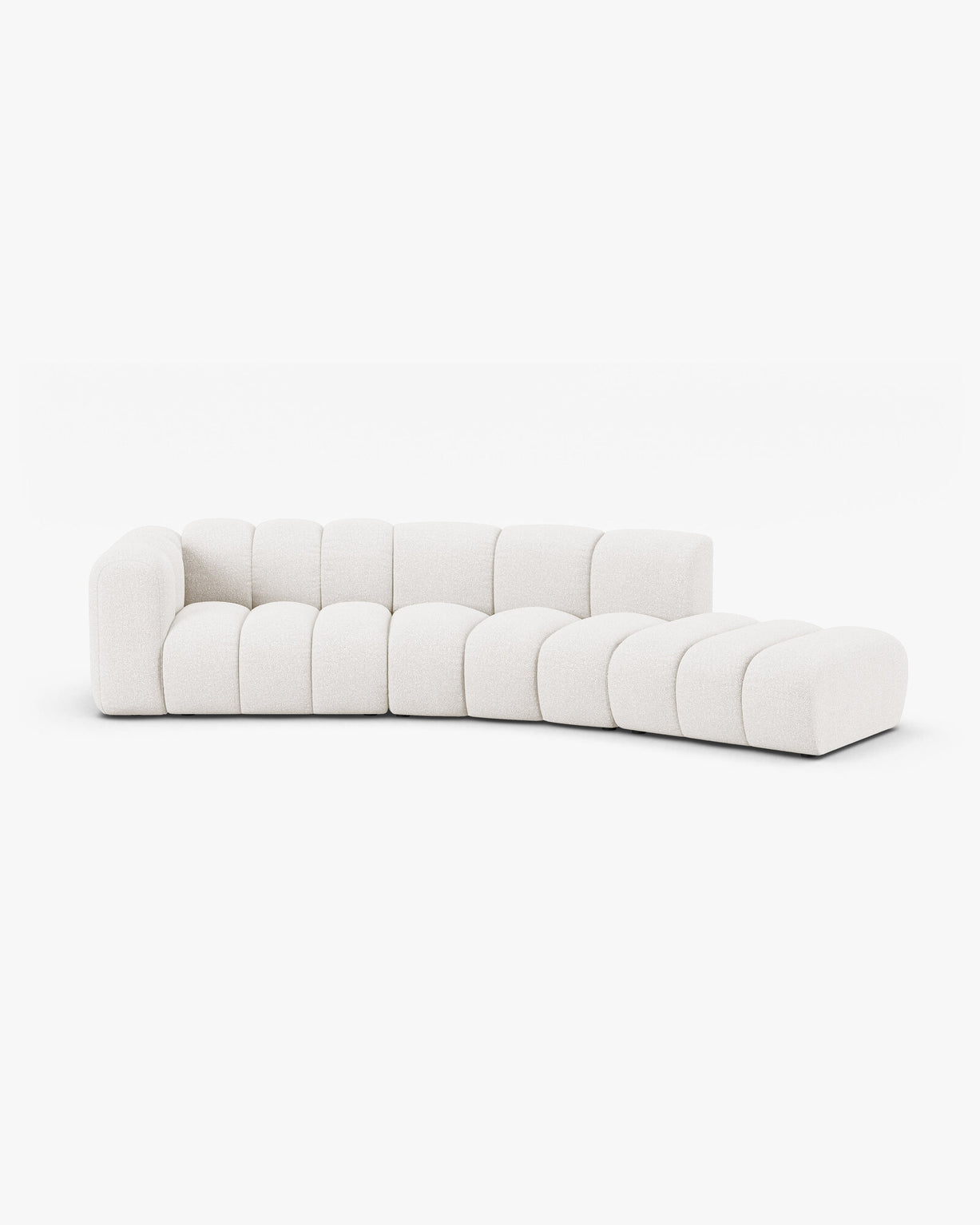 Micadoni Modulares Sofa Lupine 5-Sitzer Rechts Boucle Baloo Weiß