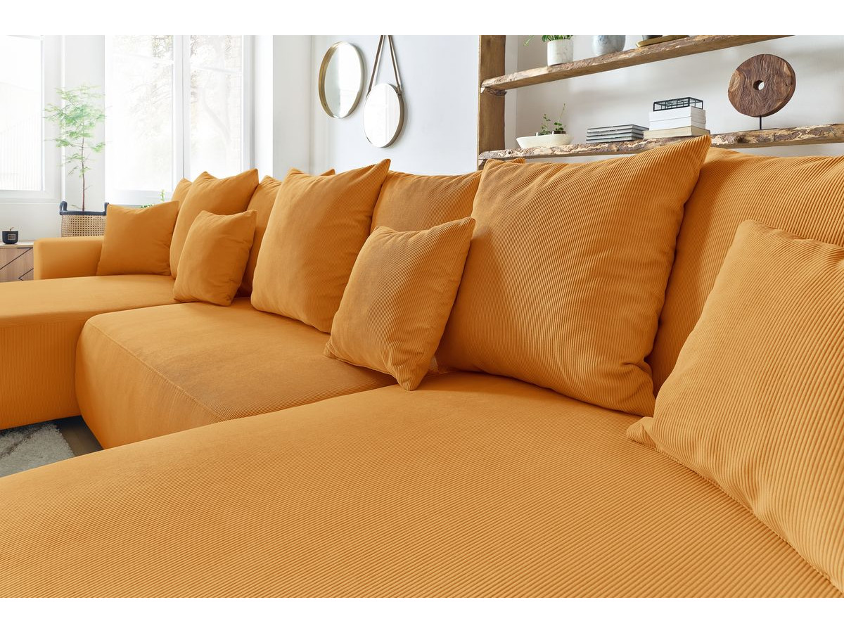 Bobochic Envy Wohnlandschaft mit Pouf Cordsamt Gelb