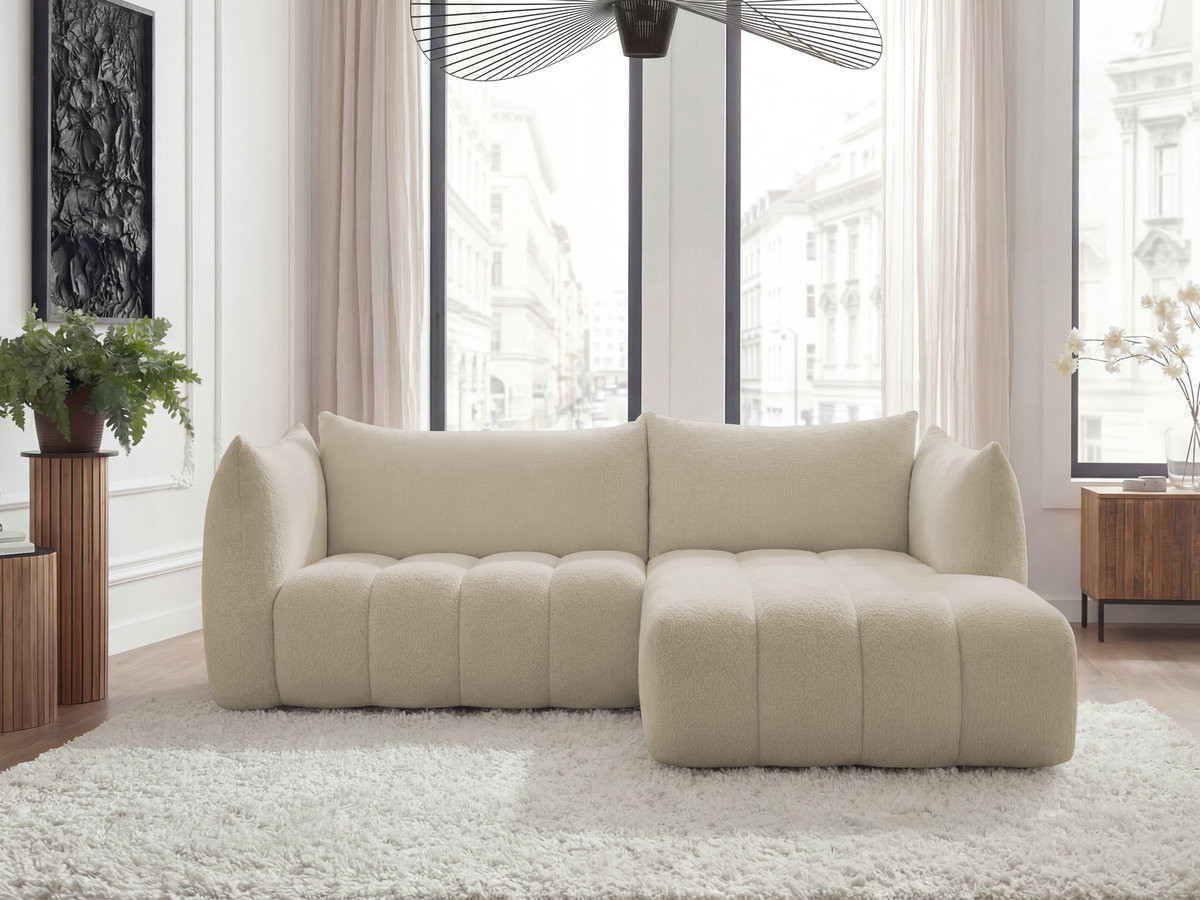 Bobochic Azra Ecksofa 262 × 178 cm Bouclé-Stoff Beige Ecke rechts