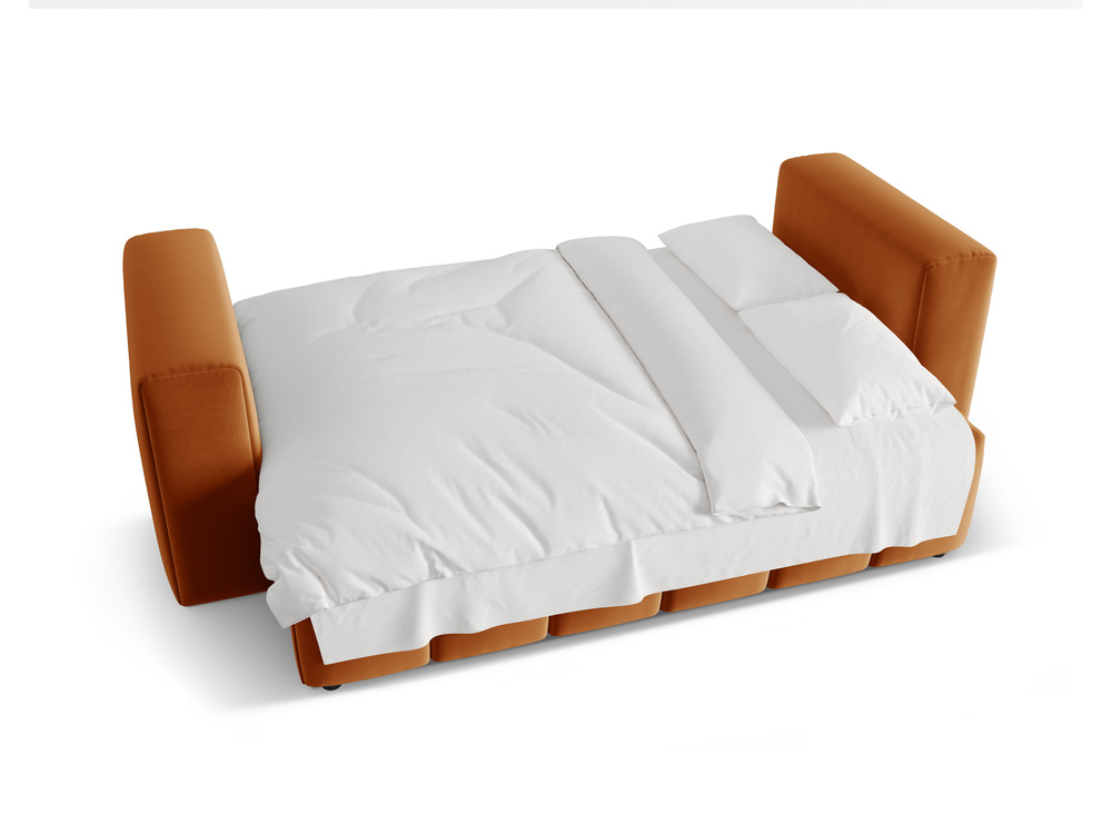 Cosmopolitan Design Schlafsofa Verona 3-Sitzer mit Bettkasten Samt Casino Terrakotta