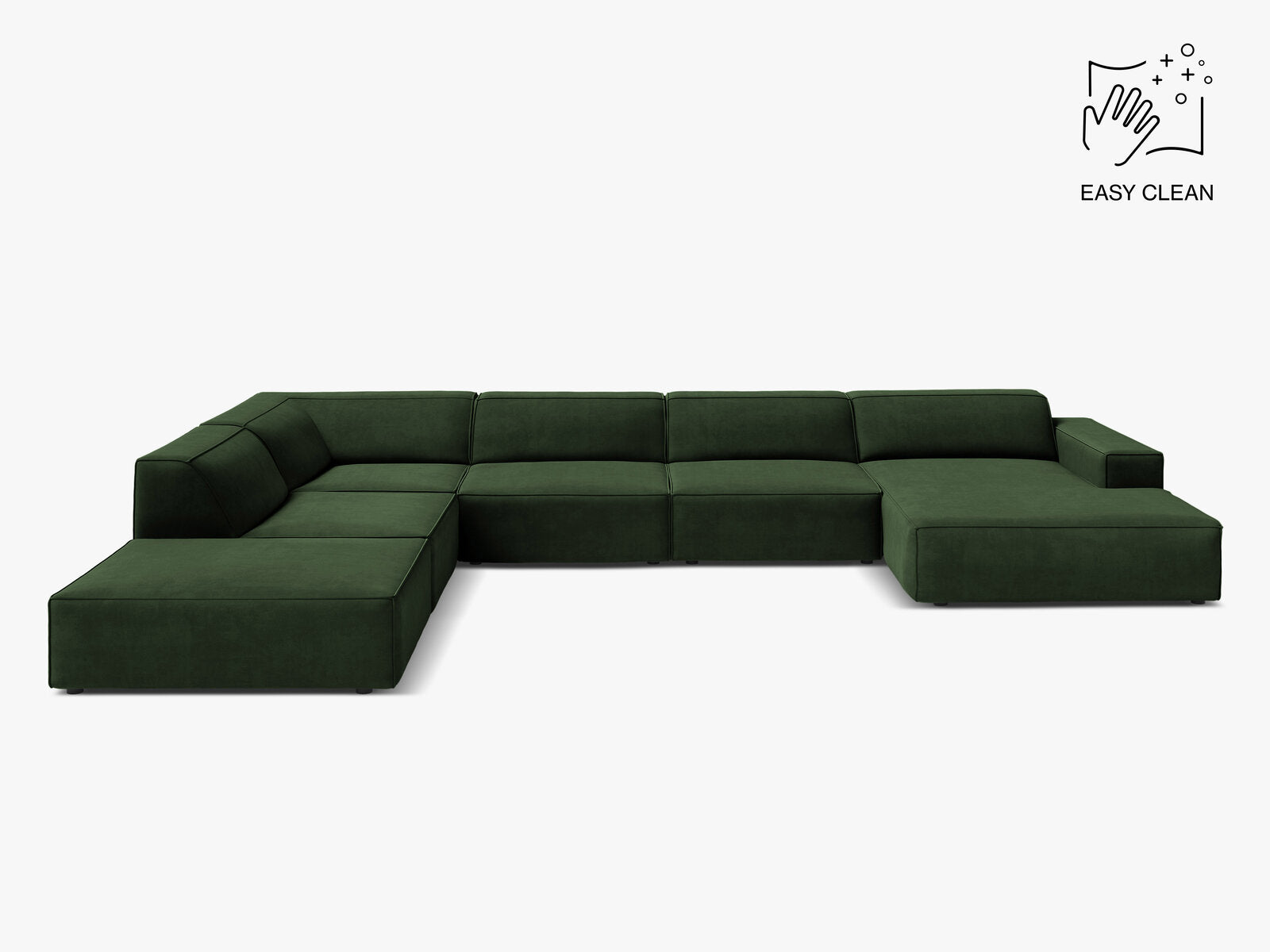 Micadoni Panorama-Ecksofa Jodie 7-Sitzer Samt Venus Flaschengrün Links