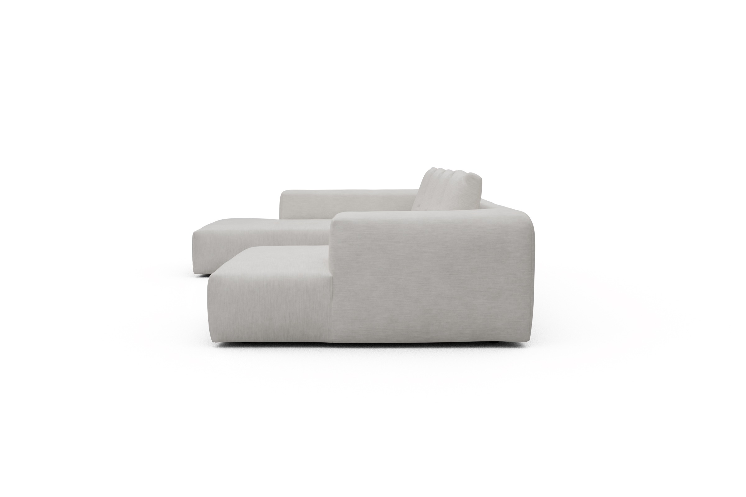 Wohnlandschaft Fred Relax-Ecke links mit 2-Sitzer und Chaiselongue rechts Vivus-Dusty-Off-White