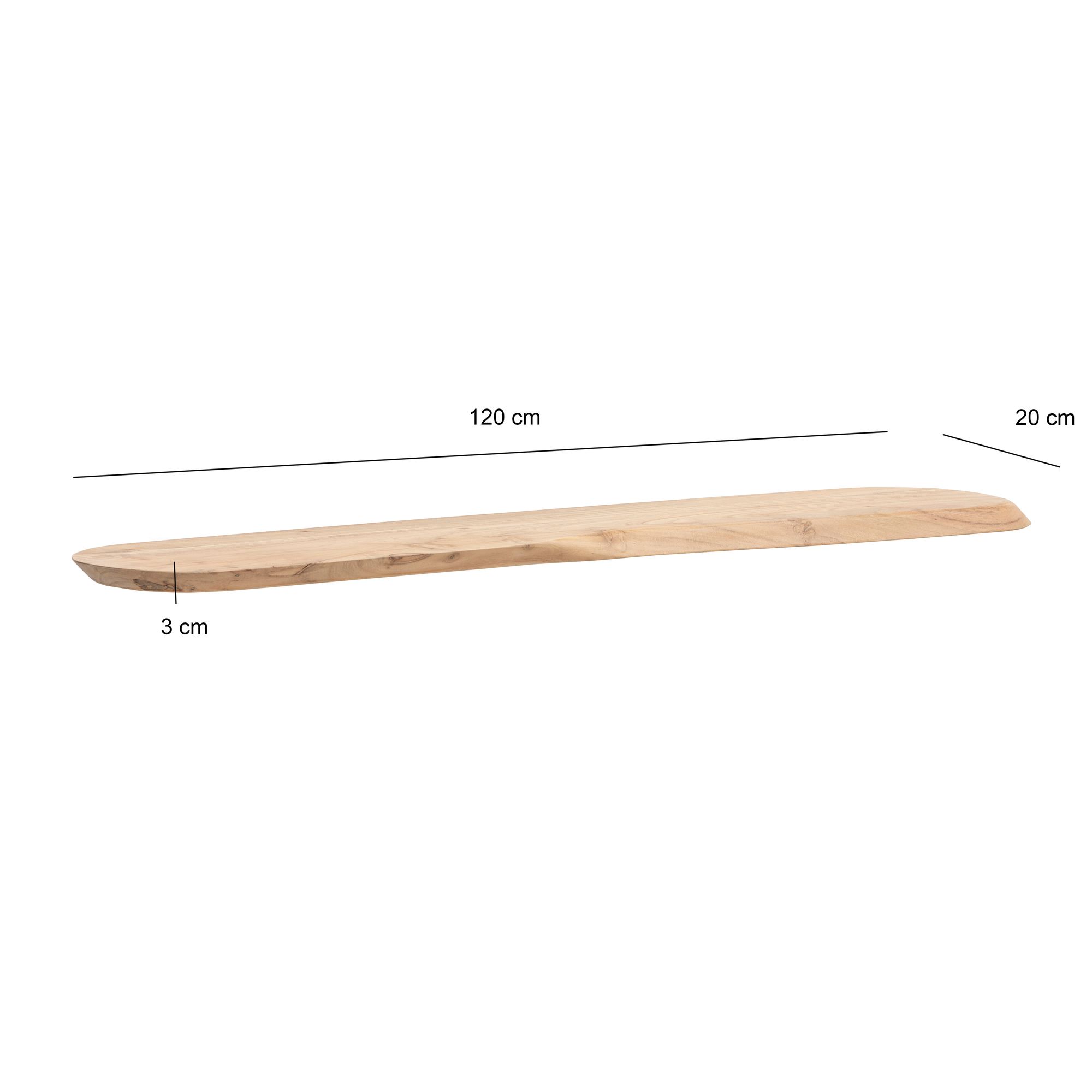 Wandregal Kolvereid Akazie Massivholz Breite 120 cm