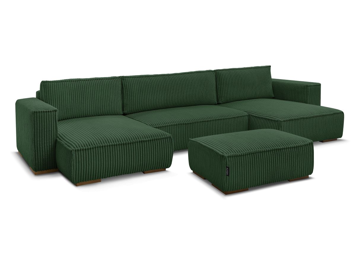 Bobochic Chelsea Wohnlandschaft mit Pouf Breitcord weich Grün
