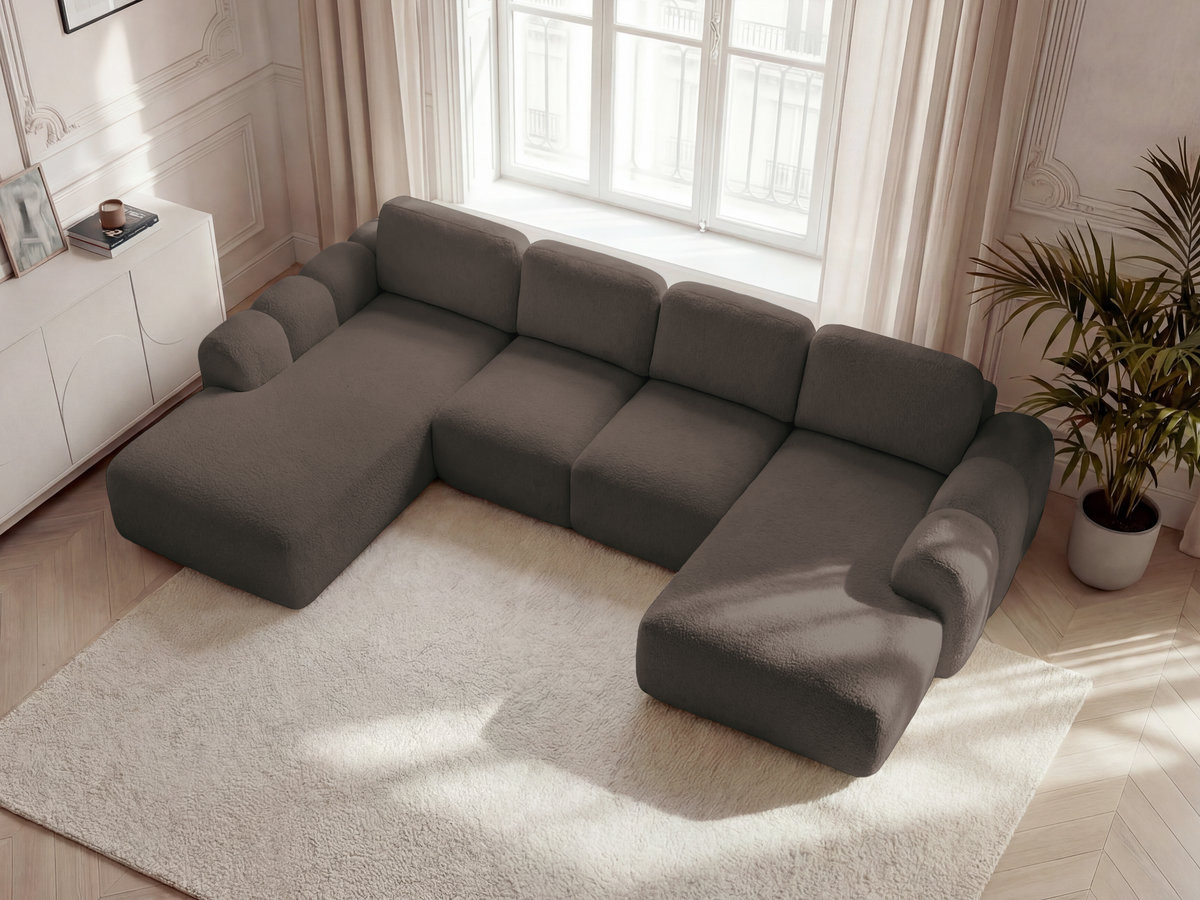 Bobochic Montaigne Wohnlandschaft Bouclé-Stoff Braun Ecke rechts