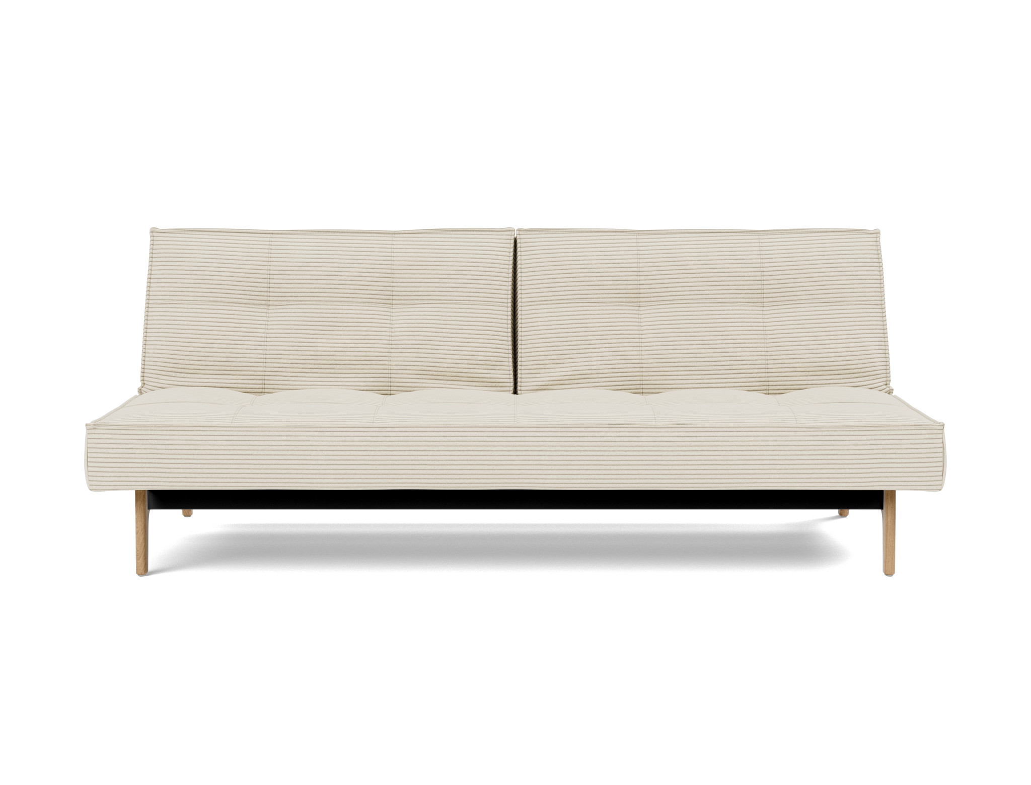 Schlafsofa Splitback Kord Corduroy 594-Ivory Beine Eiche