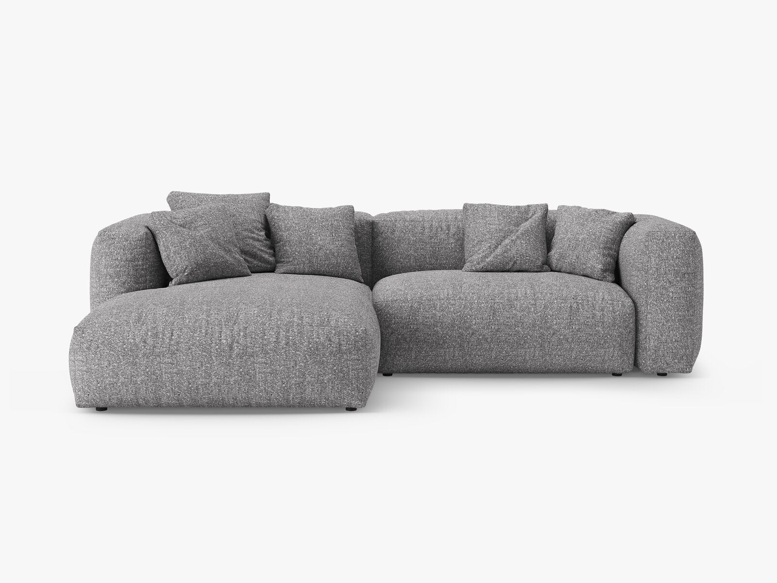 Micadoni Martina Ecksofa 4-Sitzer mit Schlaffunktion Links Boucle Monet Graphit