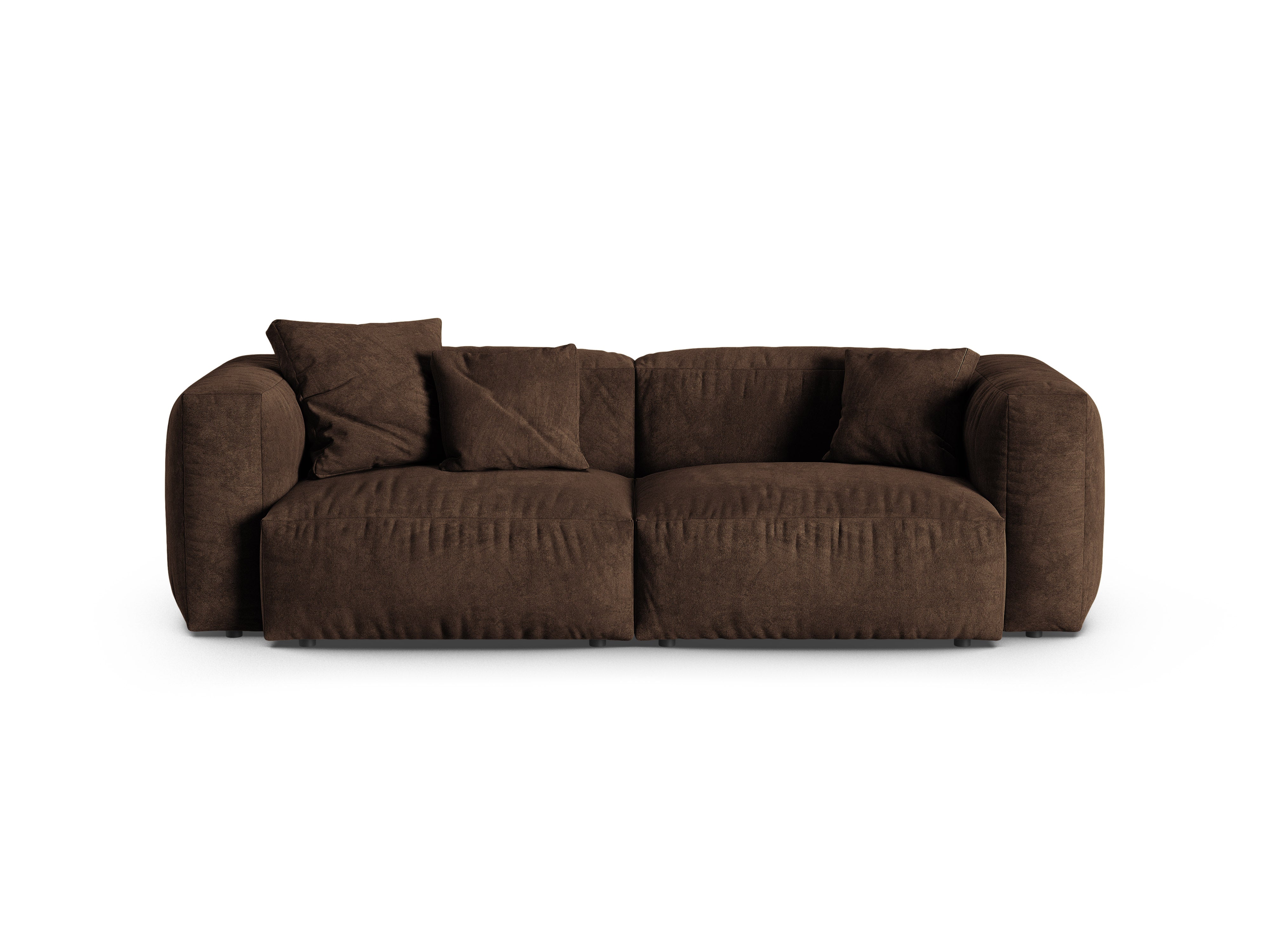 Micadoni Sofa Martina 3-Sitzer 90cm Sitztiefe Samt Vogue Schokolade