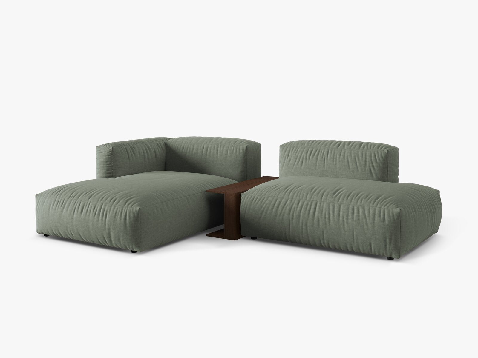 Micadoni Ecksofa Martina 2-Sitzer mit Couchtisch Links Strukturierter Stoff Moßgrün