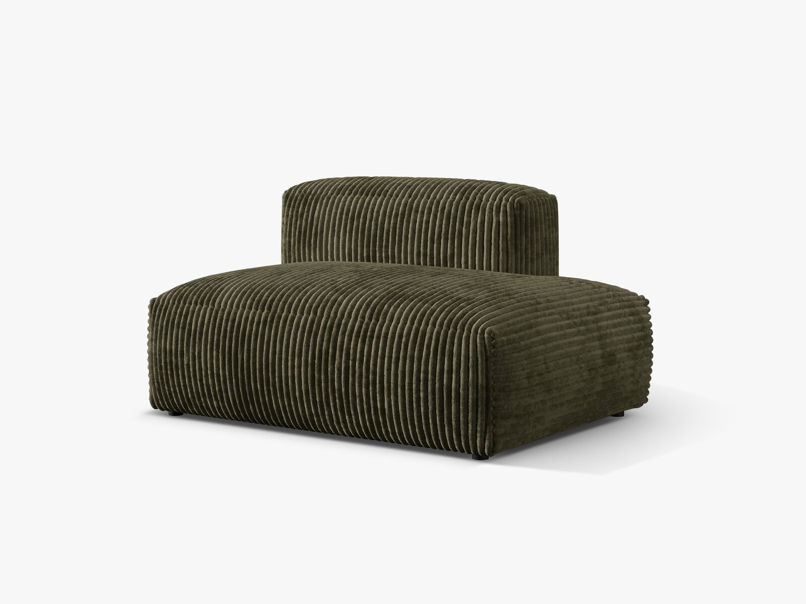 Micadoni Ecksofa-Modul Martina 1-Sitzer Kord Tilia Moßgrün Rechts