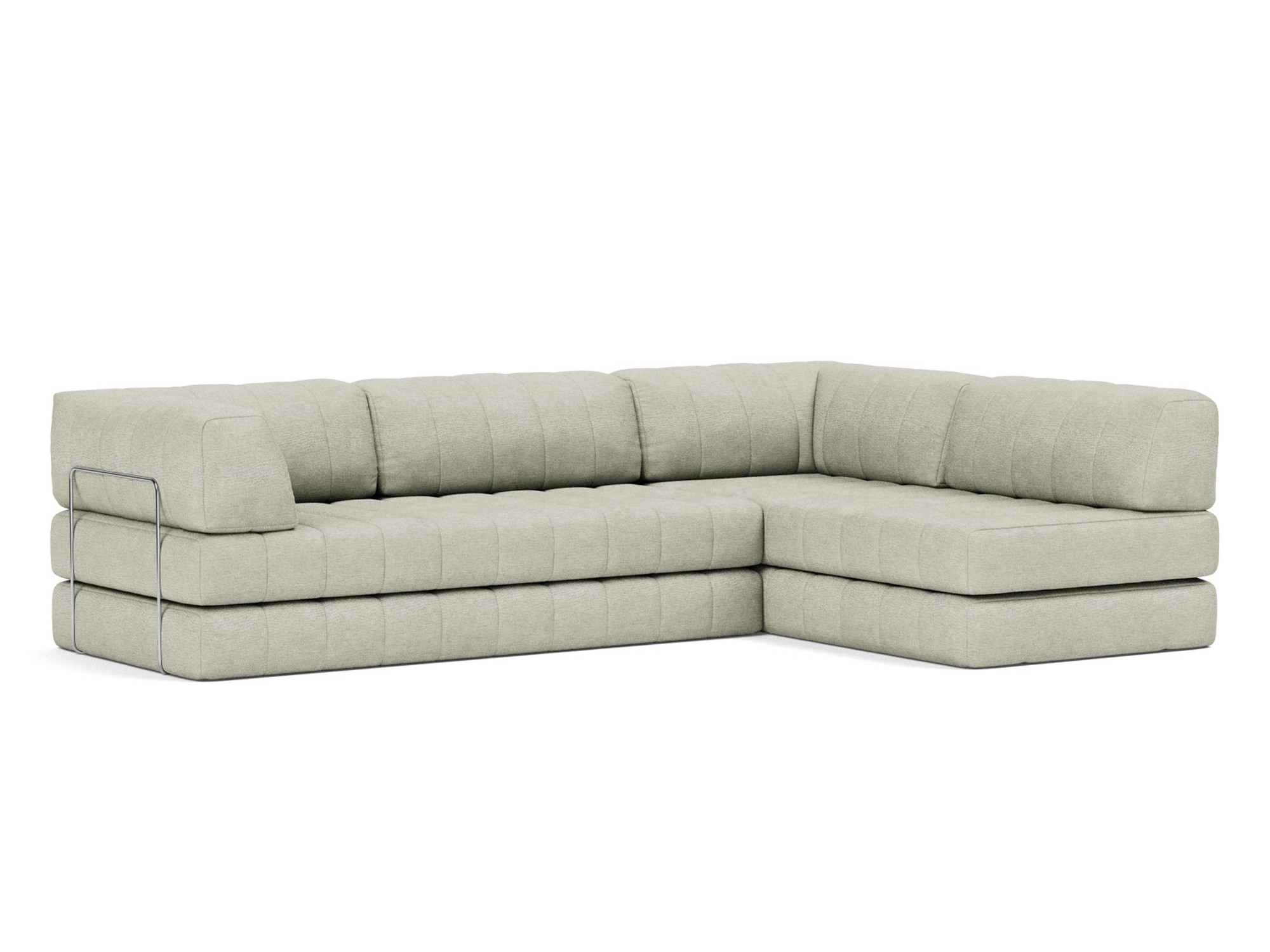 Eck-Schlafsofa CozyPad L-Form mit Armlehne Flachgewebe Avella 280-Sand