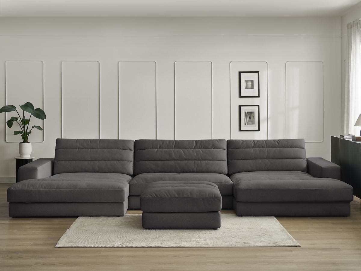 Bobochic Sierra Wohnlandschaft mit Pouf Samt Schwarz