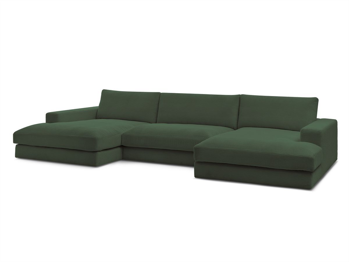 Bobochic Leonard Wohnlandschaft 404 × 159 cm Cordsamt Dunkelgrün