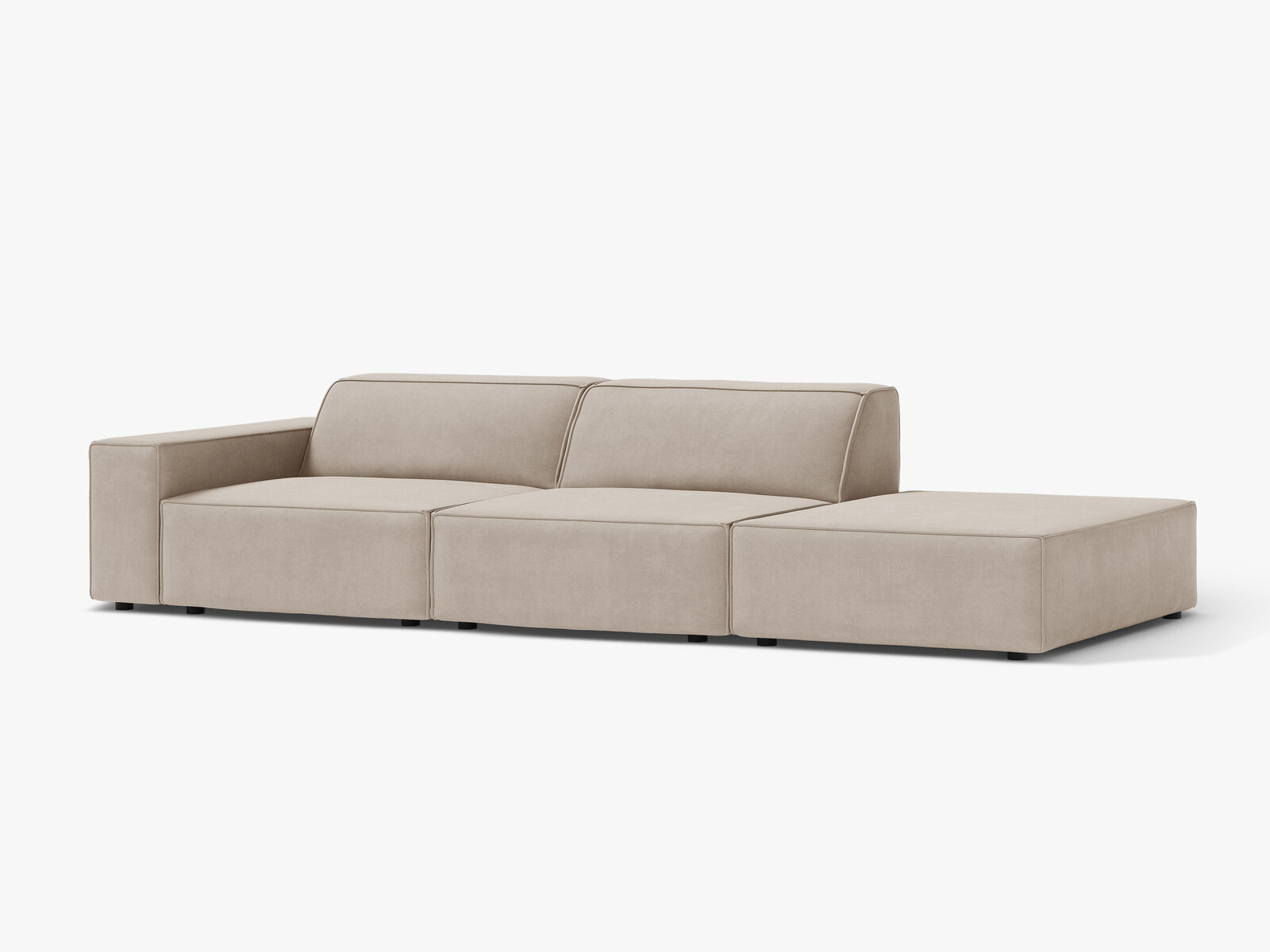 Micadoni Sofa Jodie 3-Sitzer Rechts Samt Bluvel Dunkelbeige