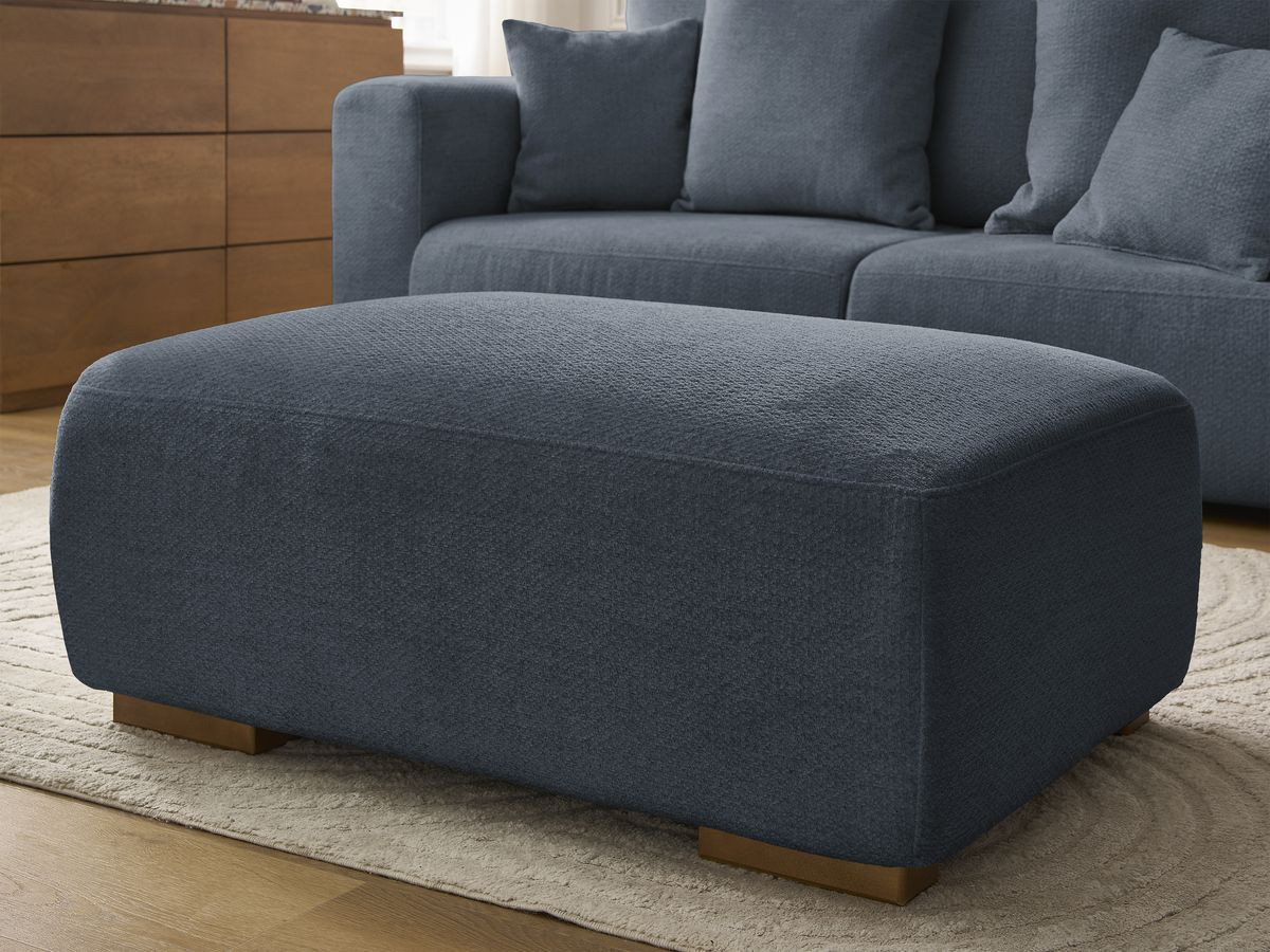 Bobochic Sidonie Sofa 3-Sitzer mit Pouf Melange-Stoff Dunkelblau