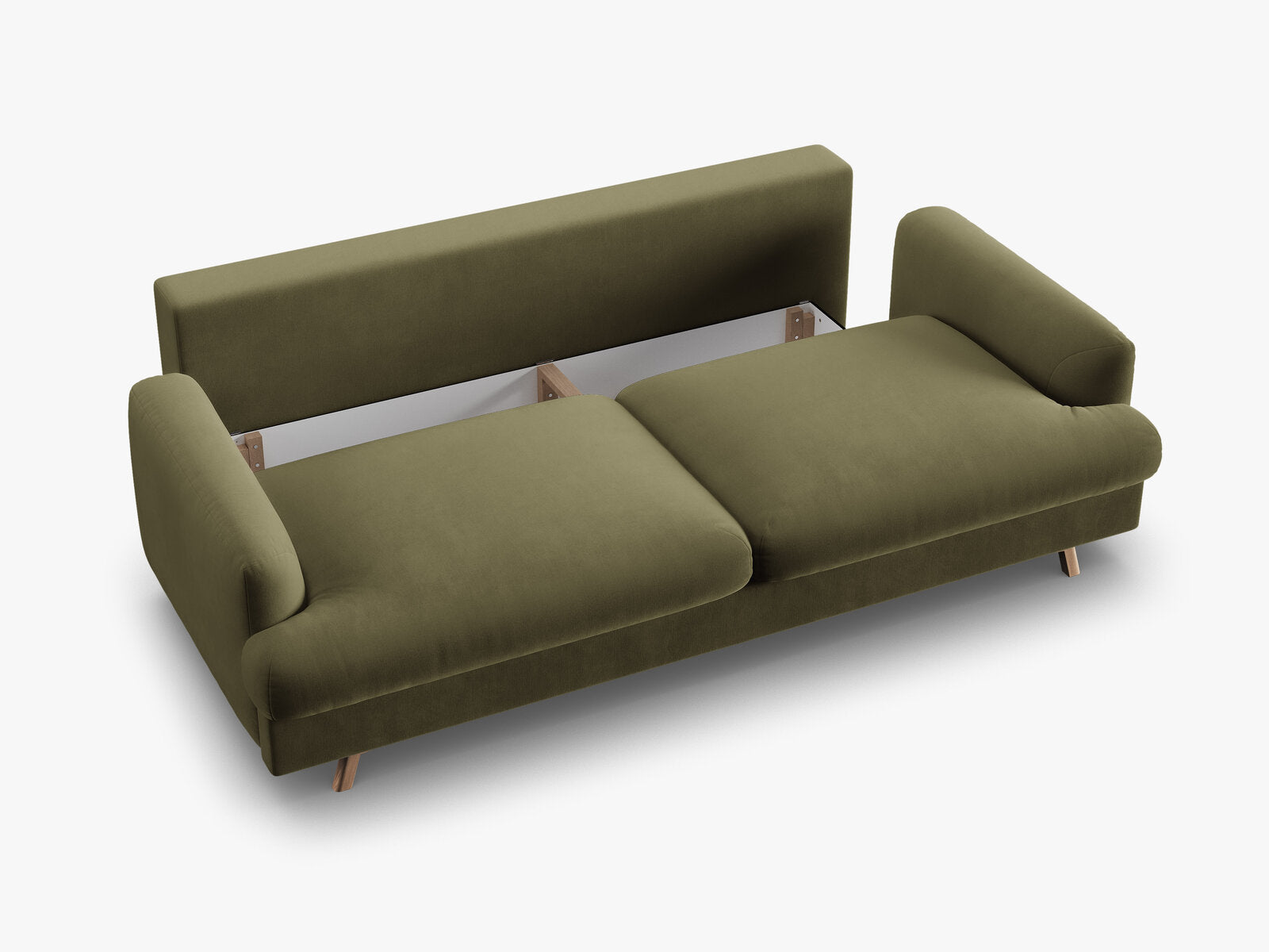 Micadoni Naomi Schlafsofa 3-Sitzer mit Bettkasten Samt Salvador Grün