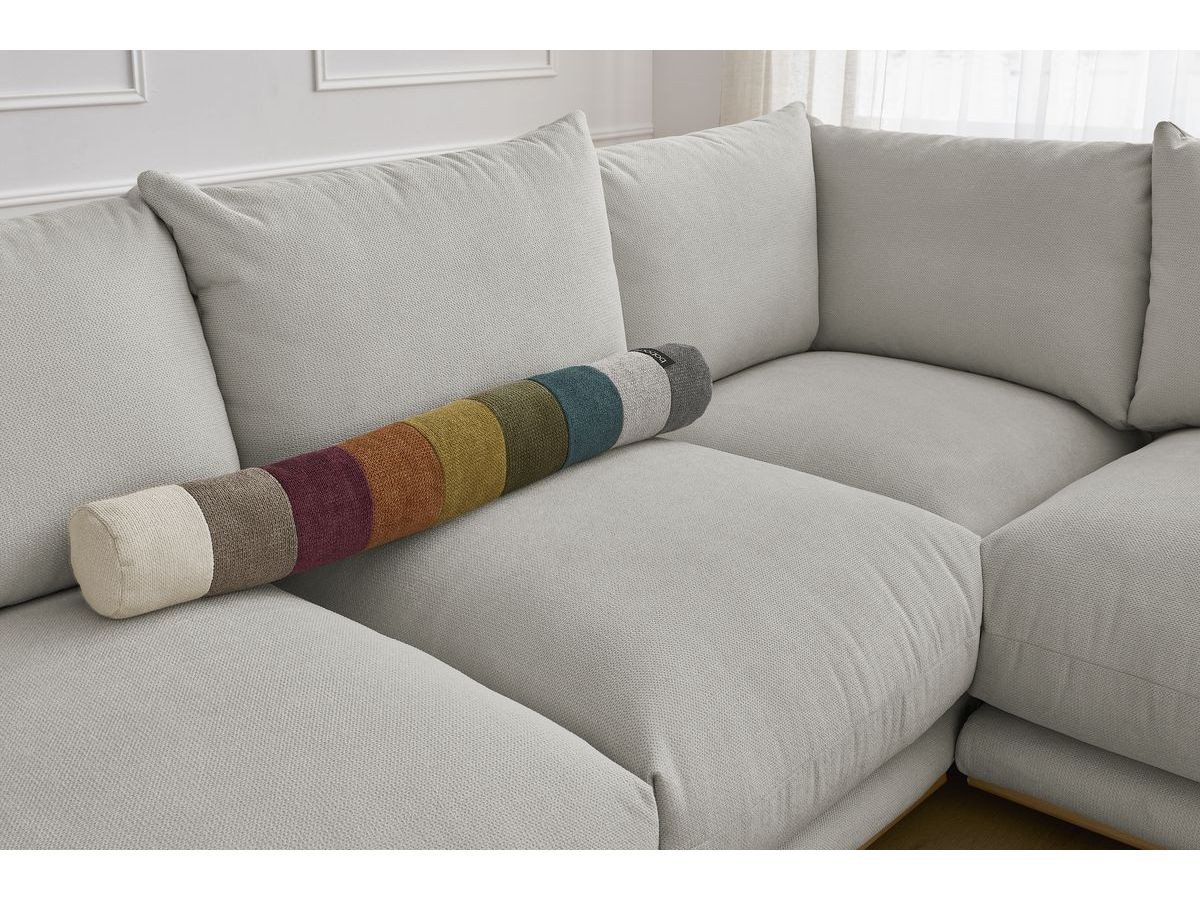 Bobochic Ernest Ecksofa mit Pouf Stoff Hellgrau