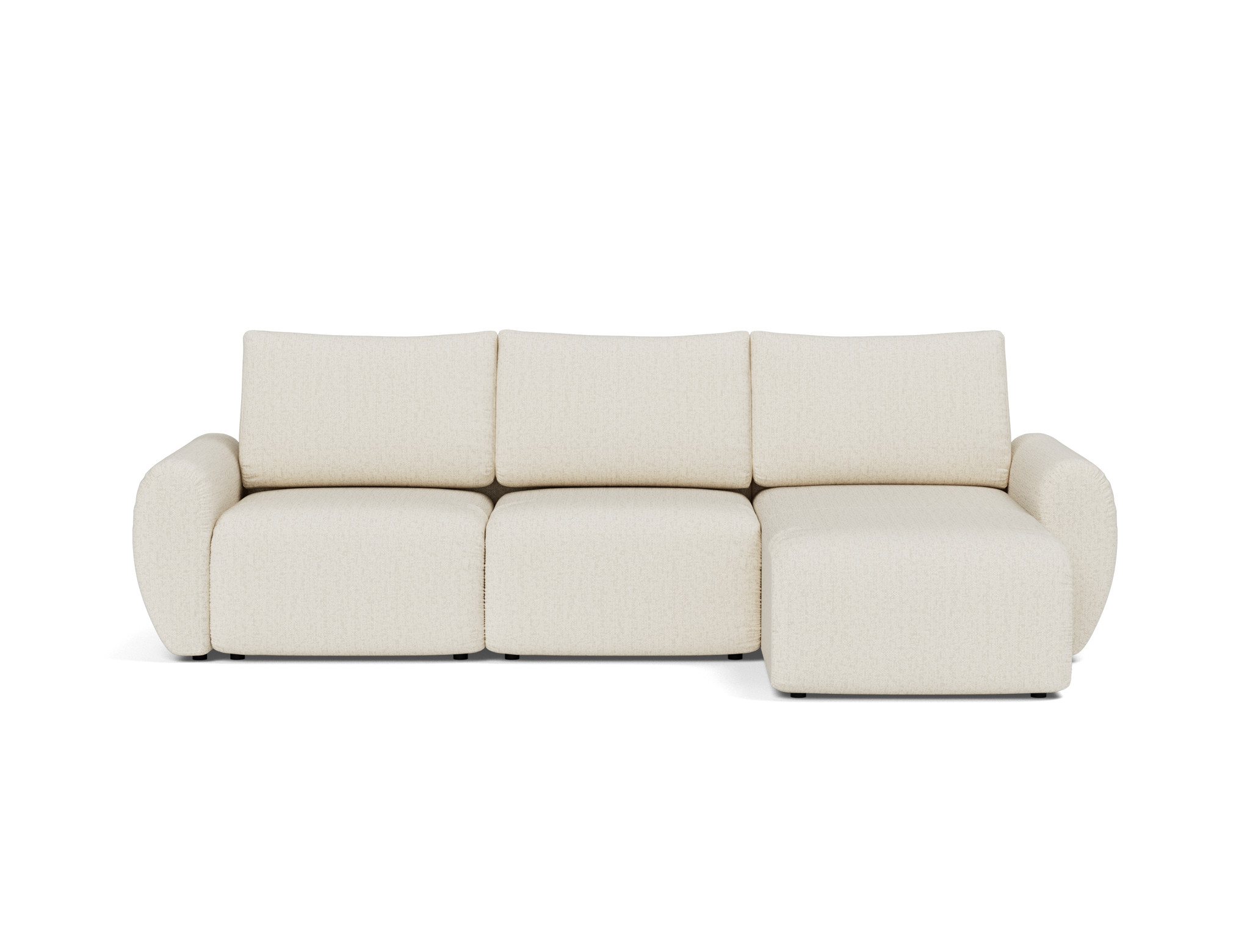 Schlafsofa Norum mit Chaiselongue und Curve-Armlehnen Boucle Skandi 531-Off-White