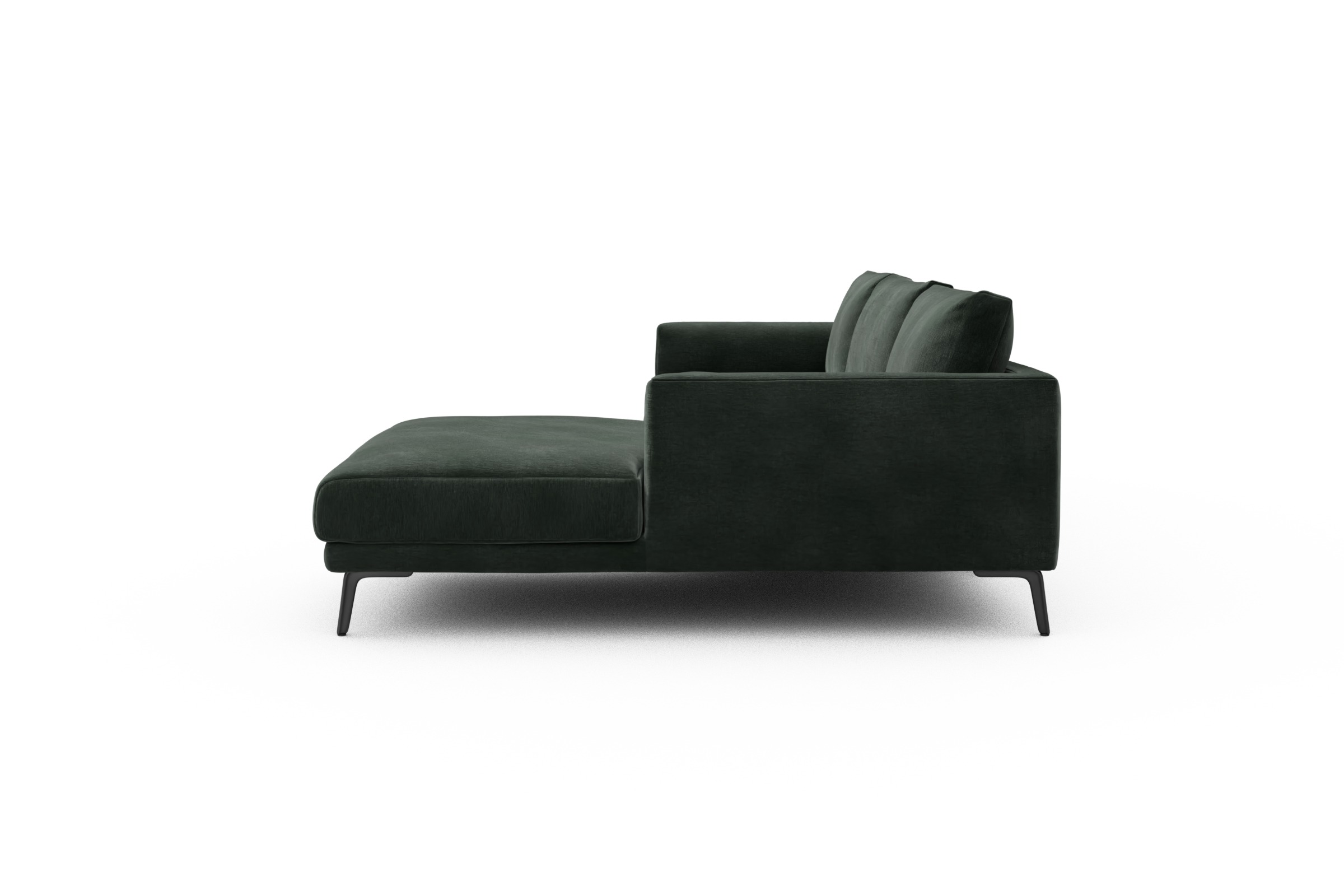 Ecksofa Karl Chaiselongue rechts mit 2,5-Sitzer Smooth-Laurel-Green