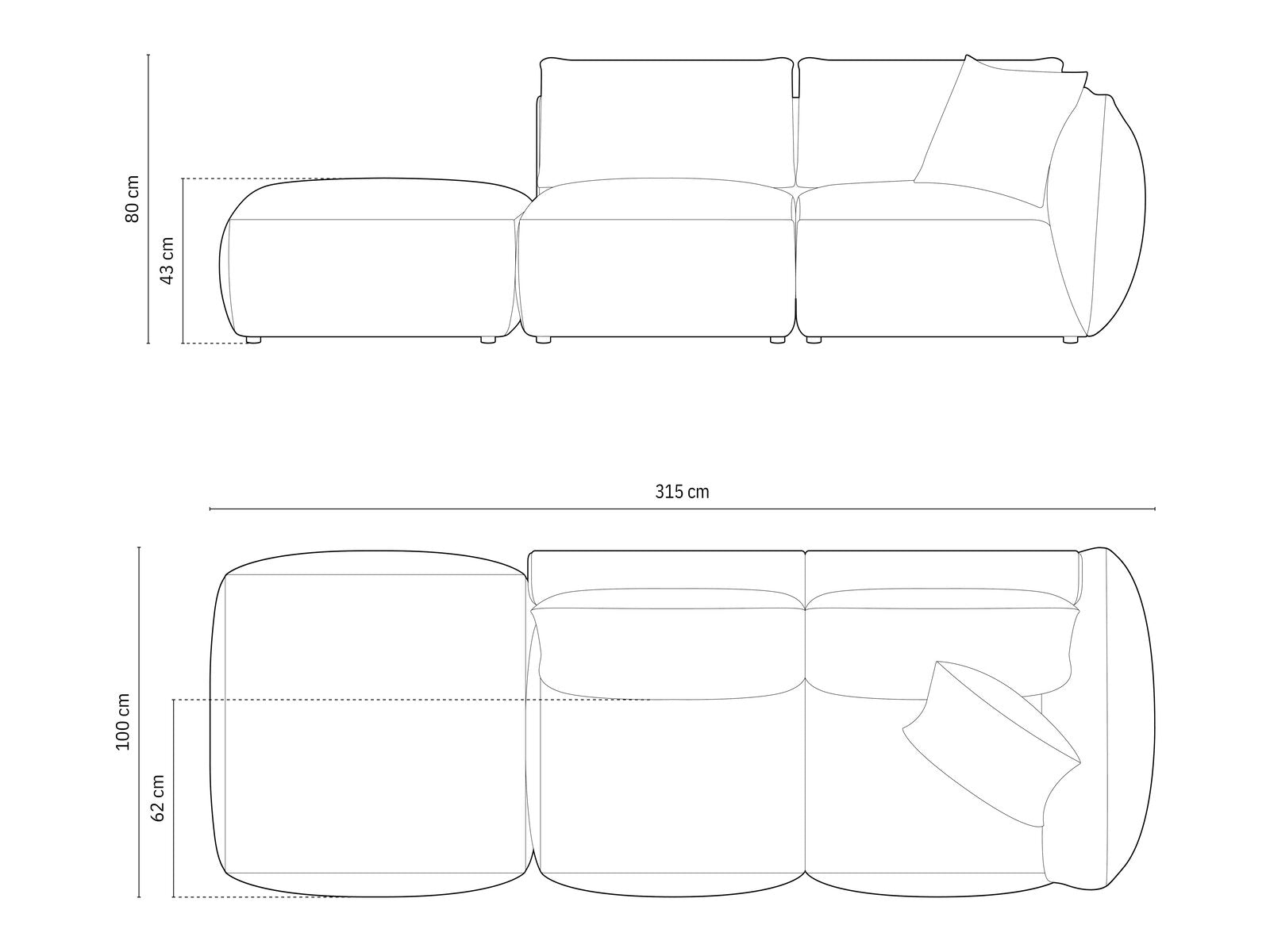Micadoni Modulares Sofa Chris 3-Sitzer Links Strukturierter Stoff Warmes Grau
