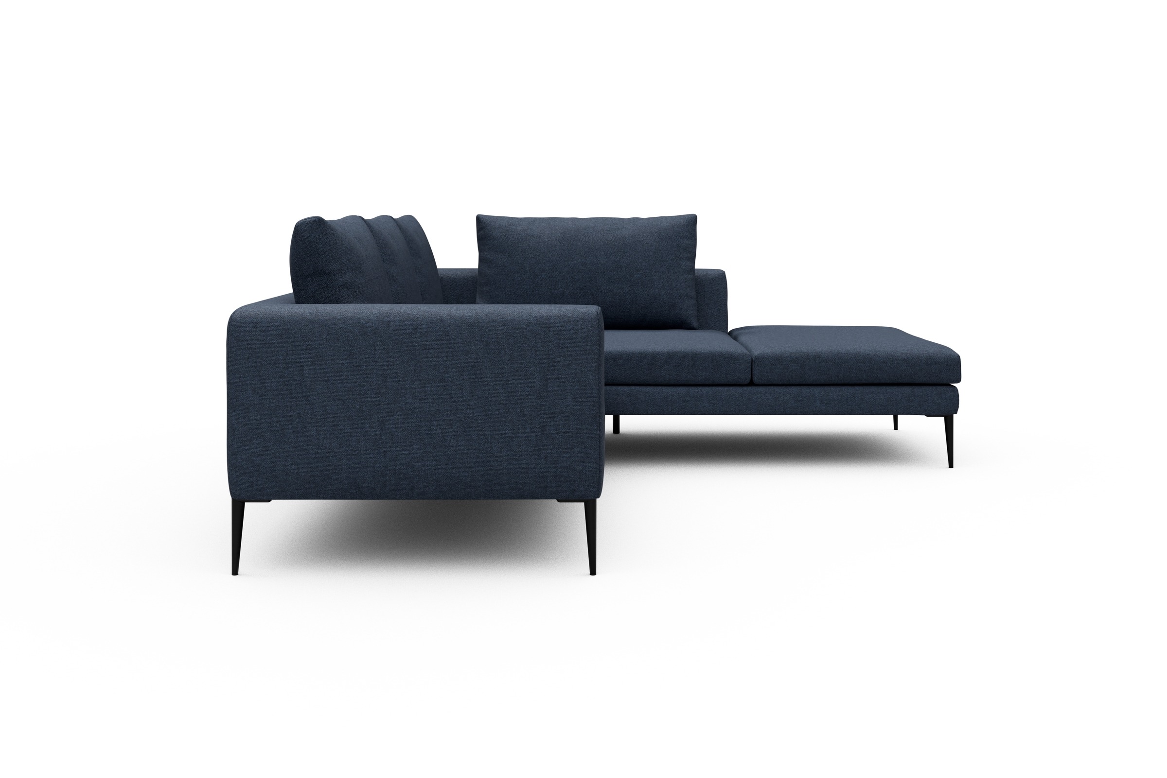 Ecksofa Paul Relax-Ecke rechts mit 2-Sitzer Sama-Deep-Blue