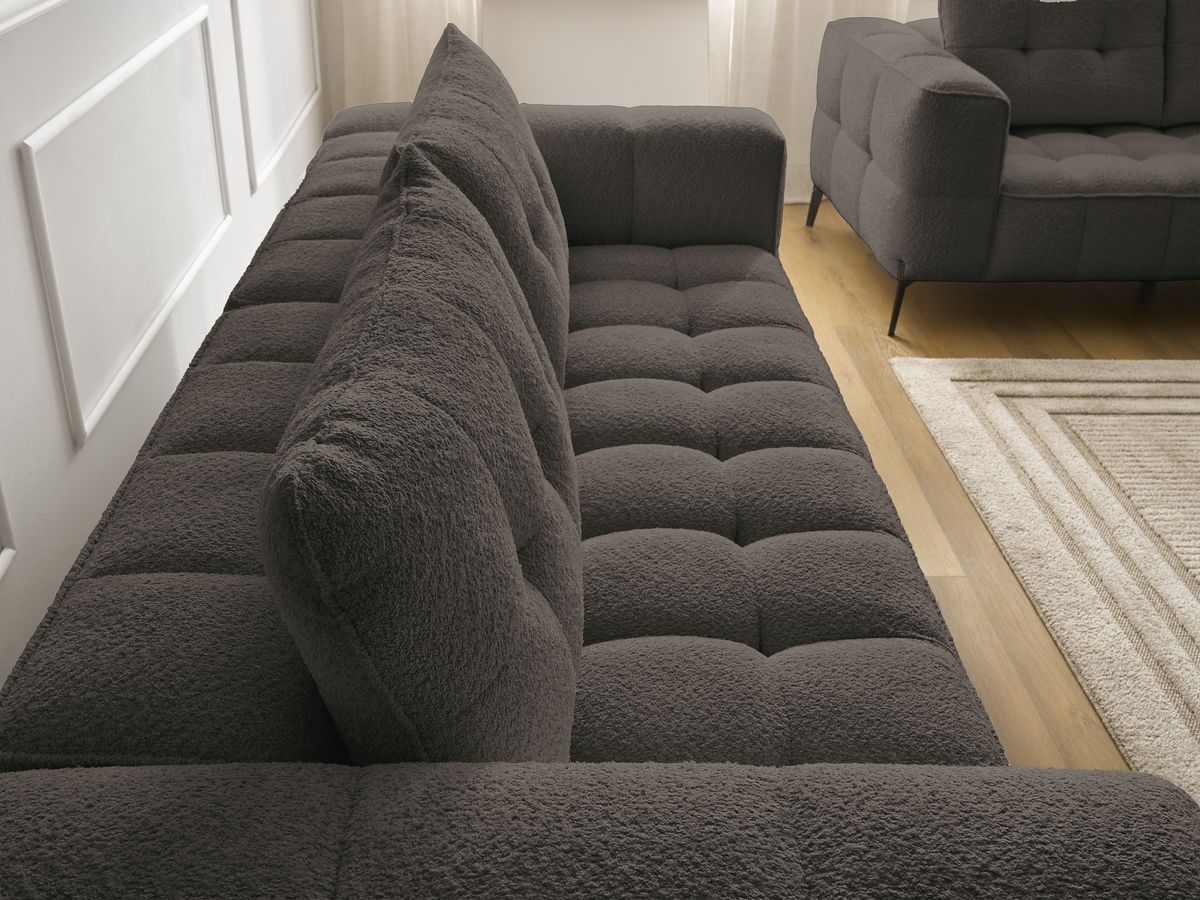 Bobochic Anis Sofa 5-Sitzer mit Pouf Bouclé-Stoff Braun