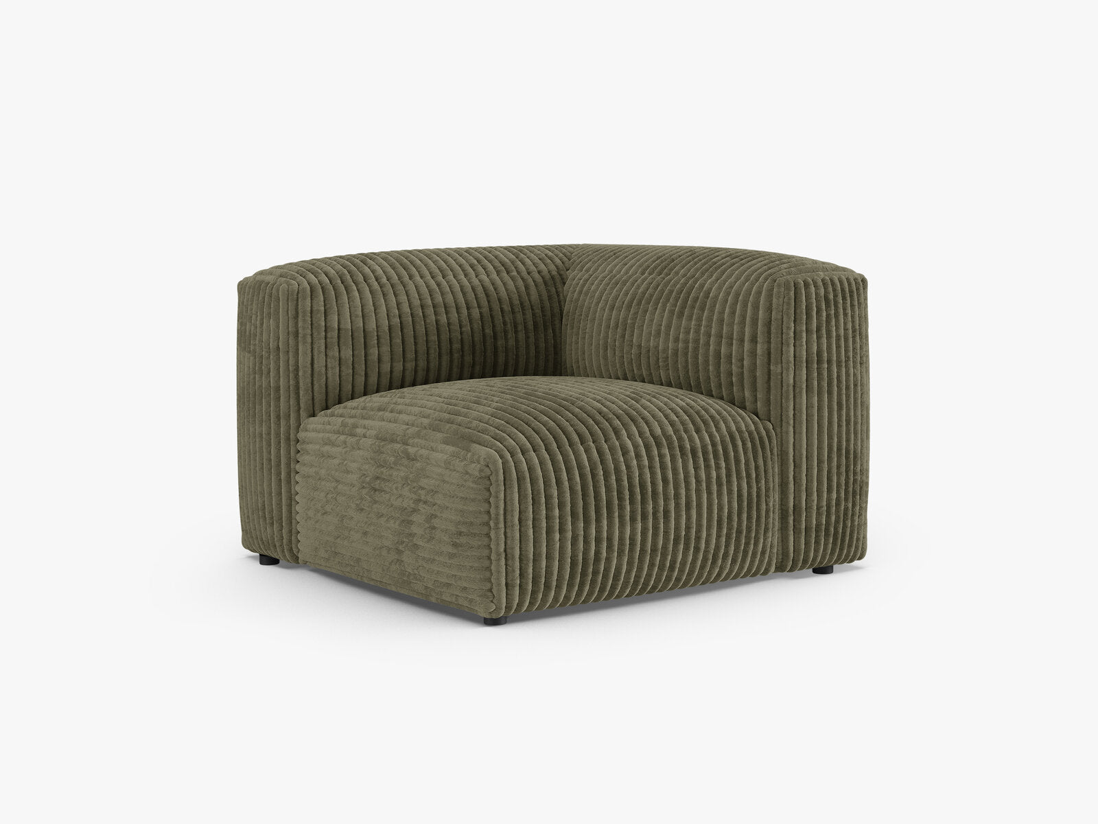 Micadoni symmetrisches Eckmodul Martina 1-Sitzer 90cm Sitztiefe Kord Tilia Moßgrün