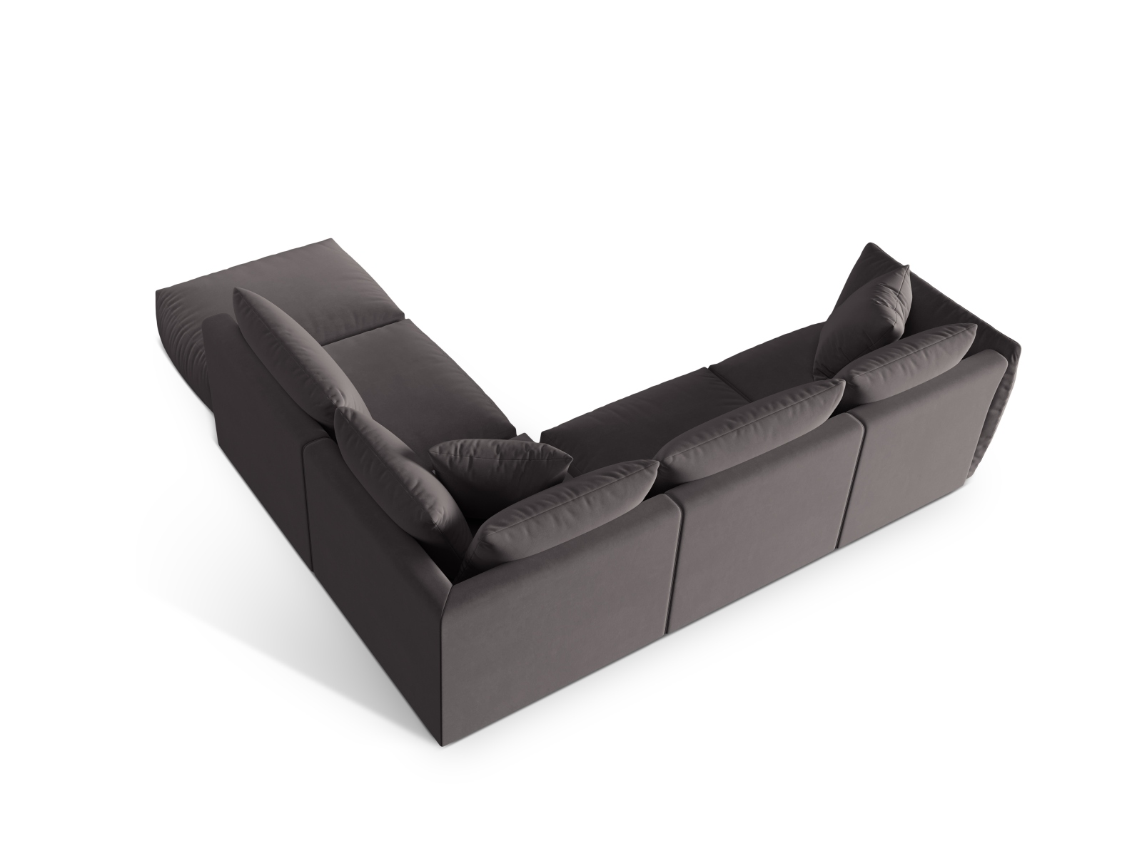 Micadoni Modulares Ecksofa Chris 4-Sitzer Rechts Samt Dunkelgrau